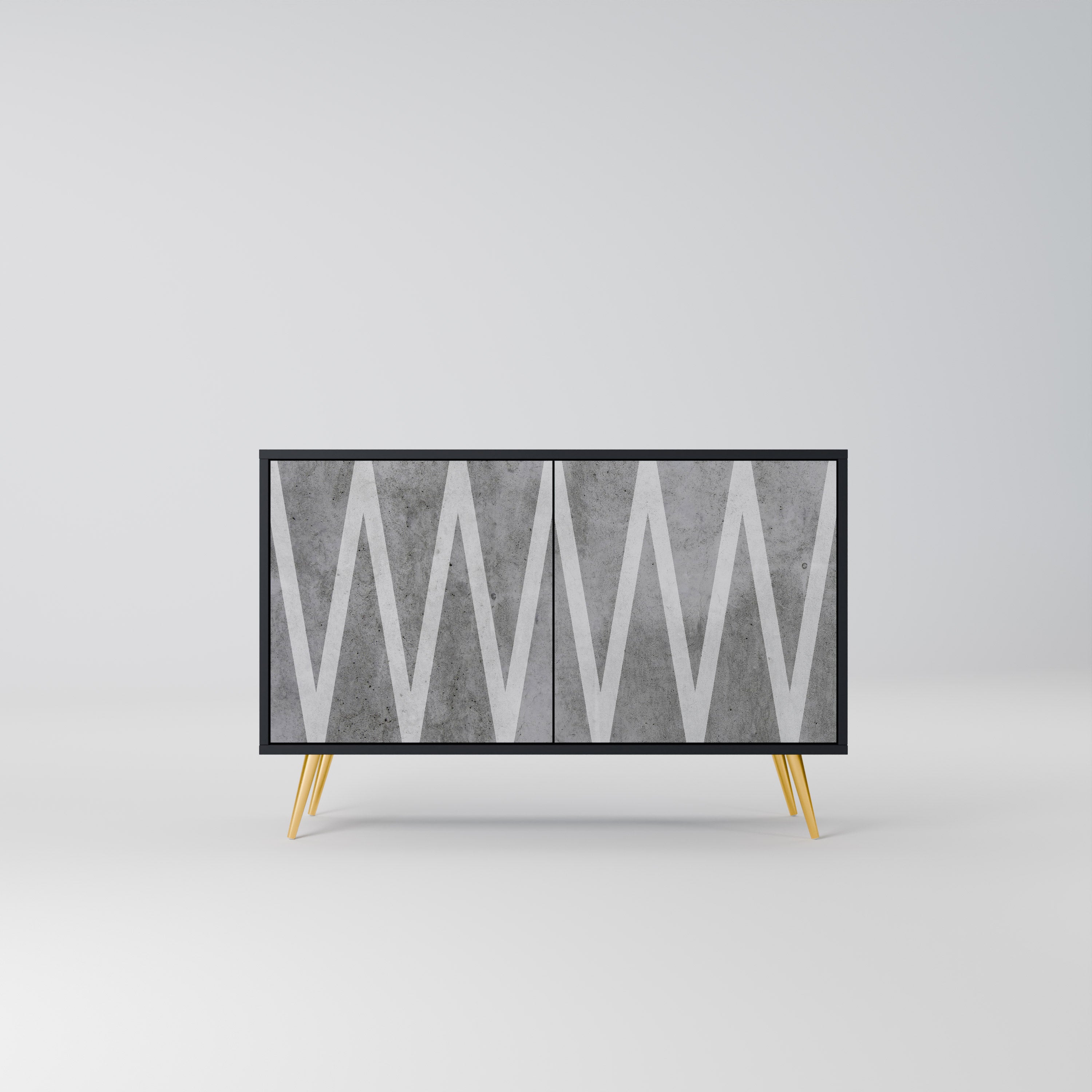 SOLID ZIG ZAG 2-Door Sideboard in Black Finish