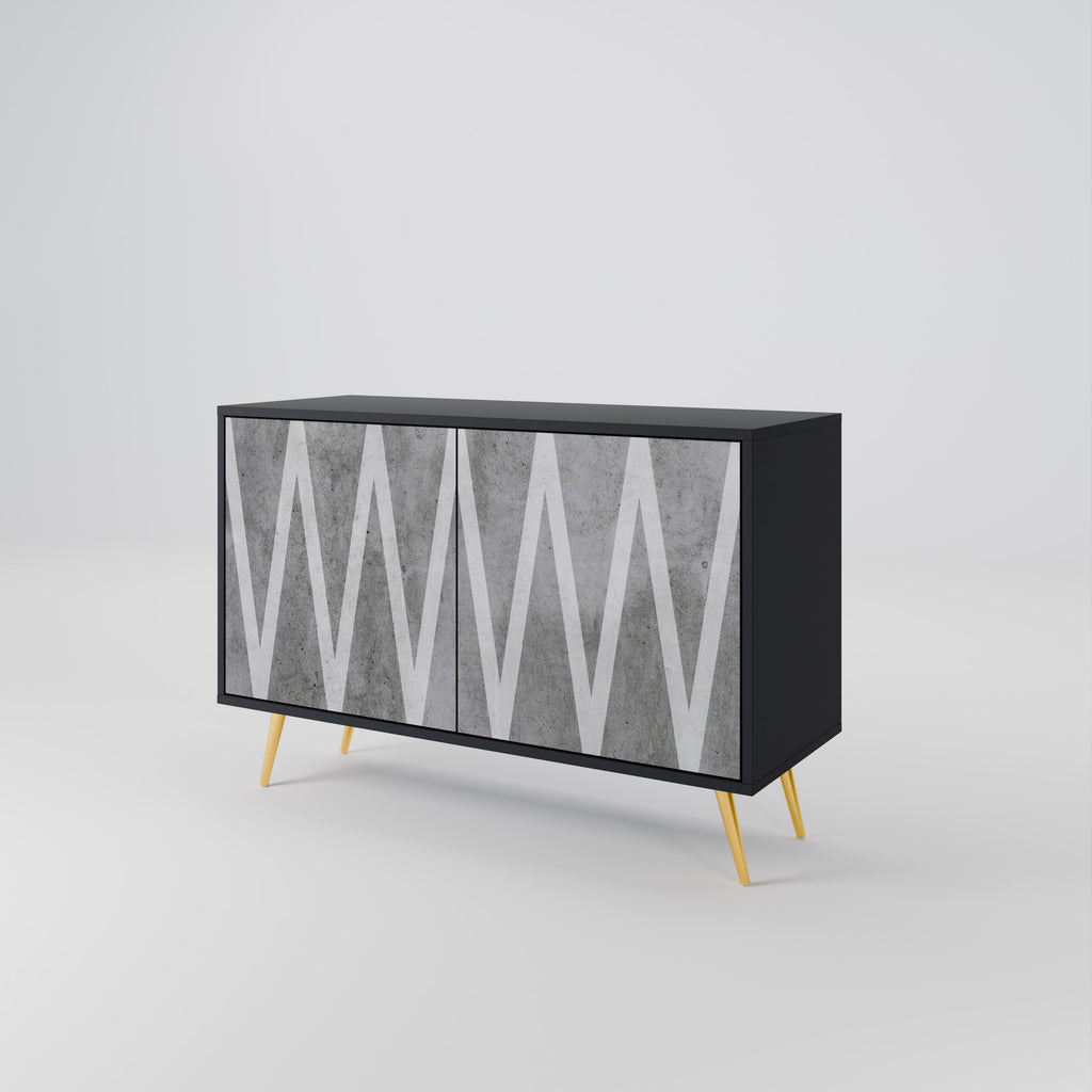 SOLID ZIG ZAG 2-Door Sideboard in Black Finish