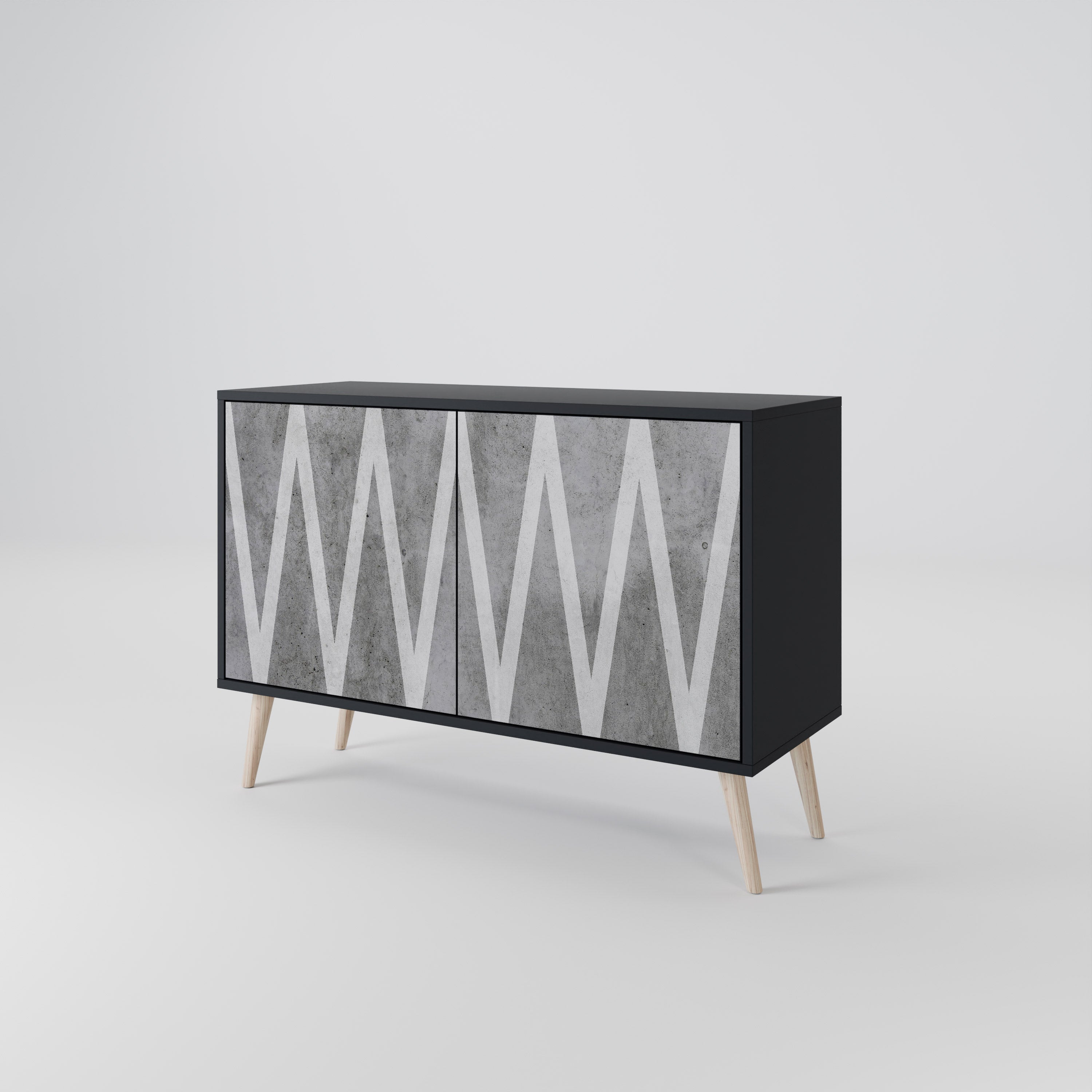 SOLID ZIG ZAG 2-Door Sideboard in Black Finish