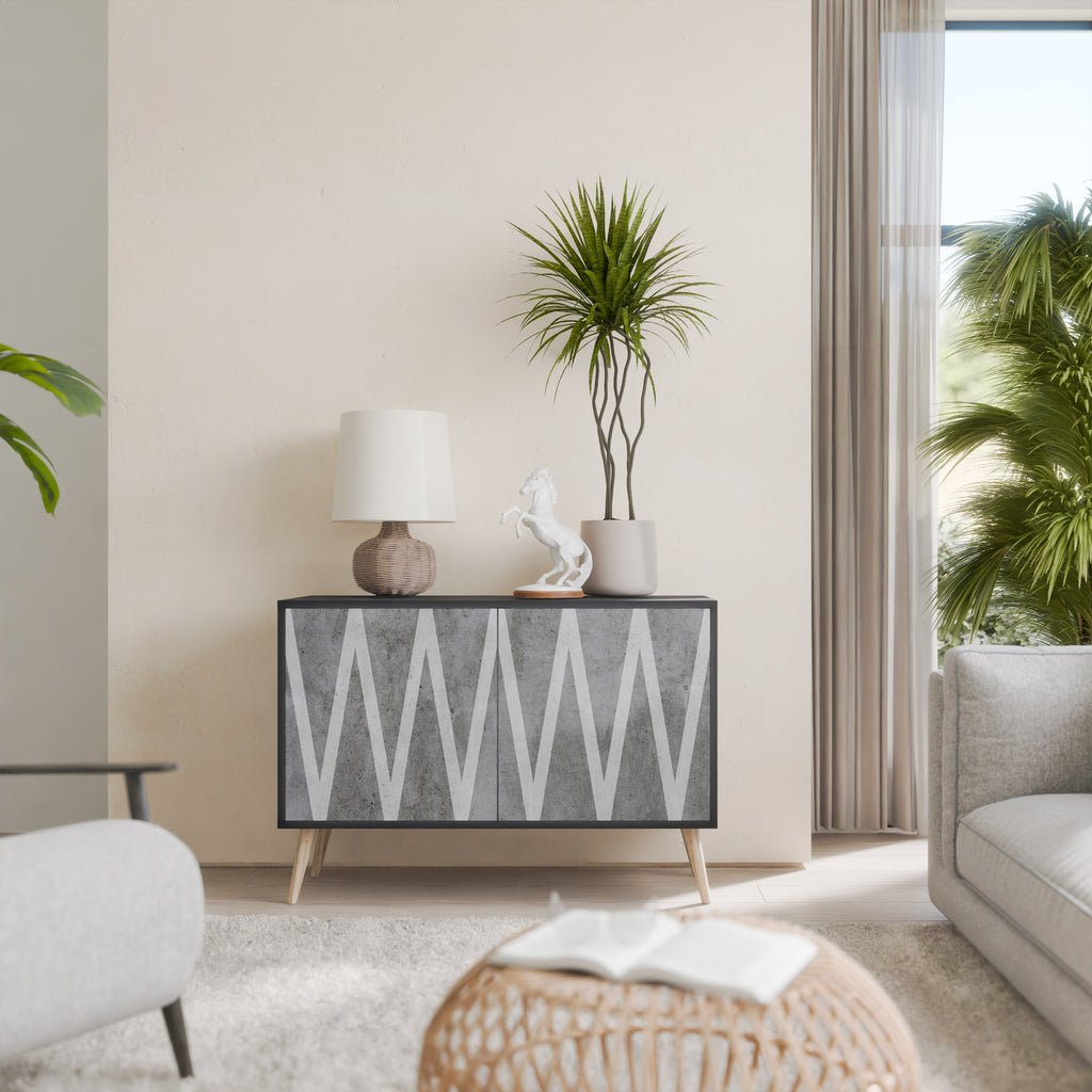 SOLID ZIG ZAG 2-Door Sideboard in Black Finish