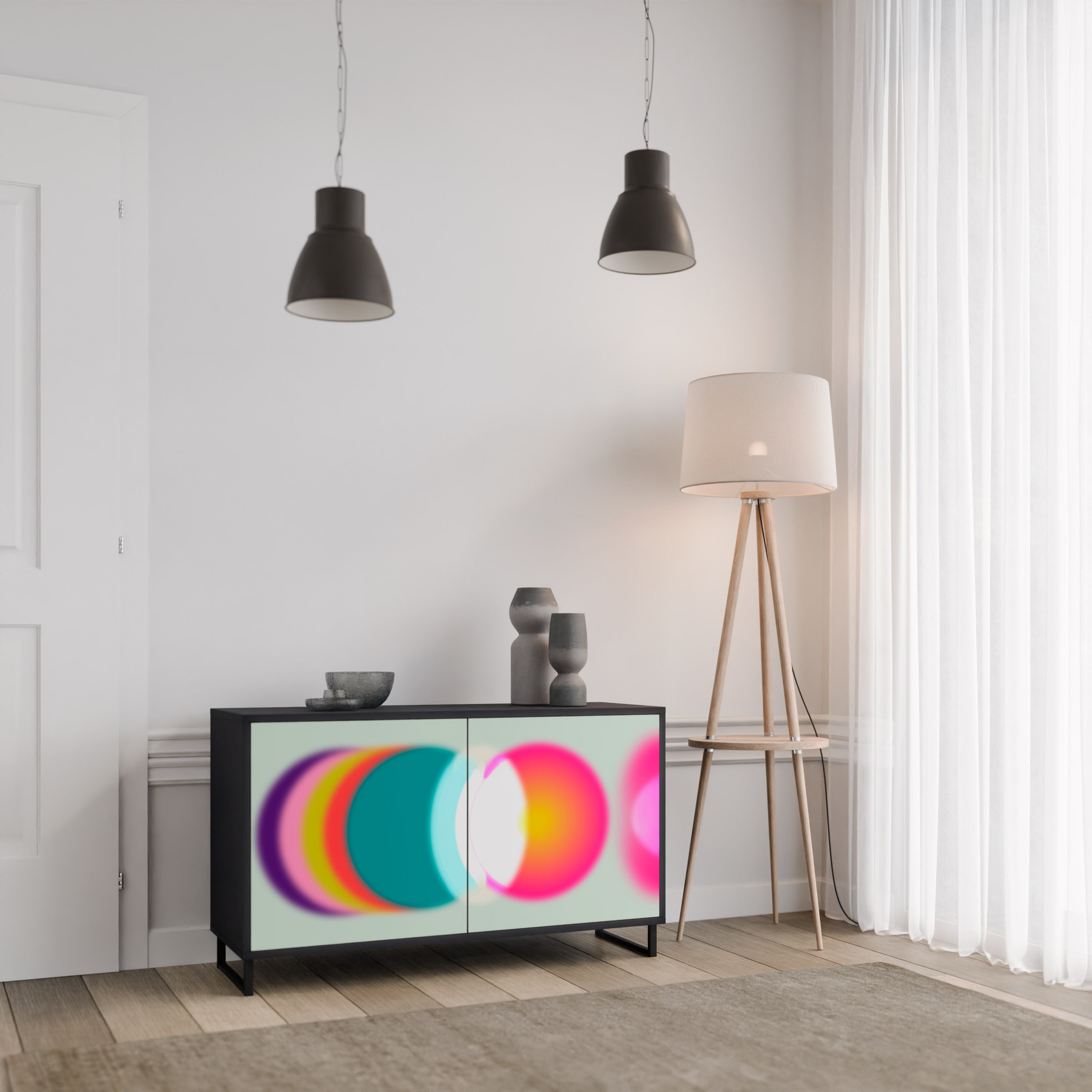 SYMPHONY OF COLORS 2-Door Sideboard in Black Finish