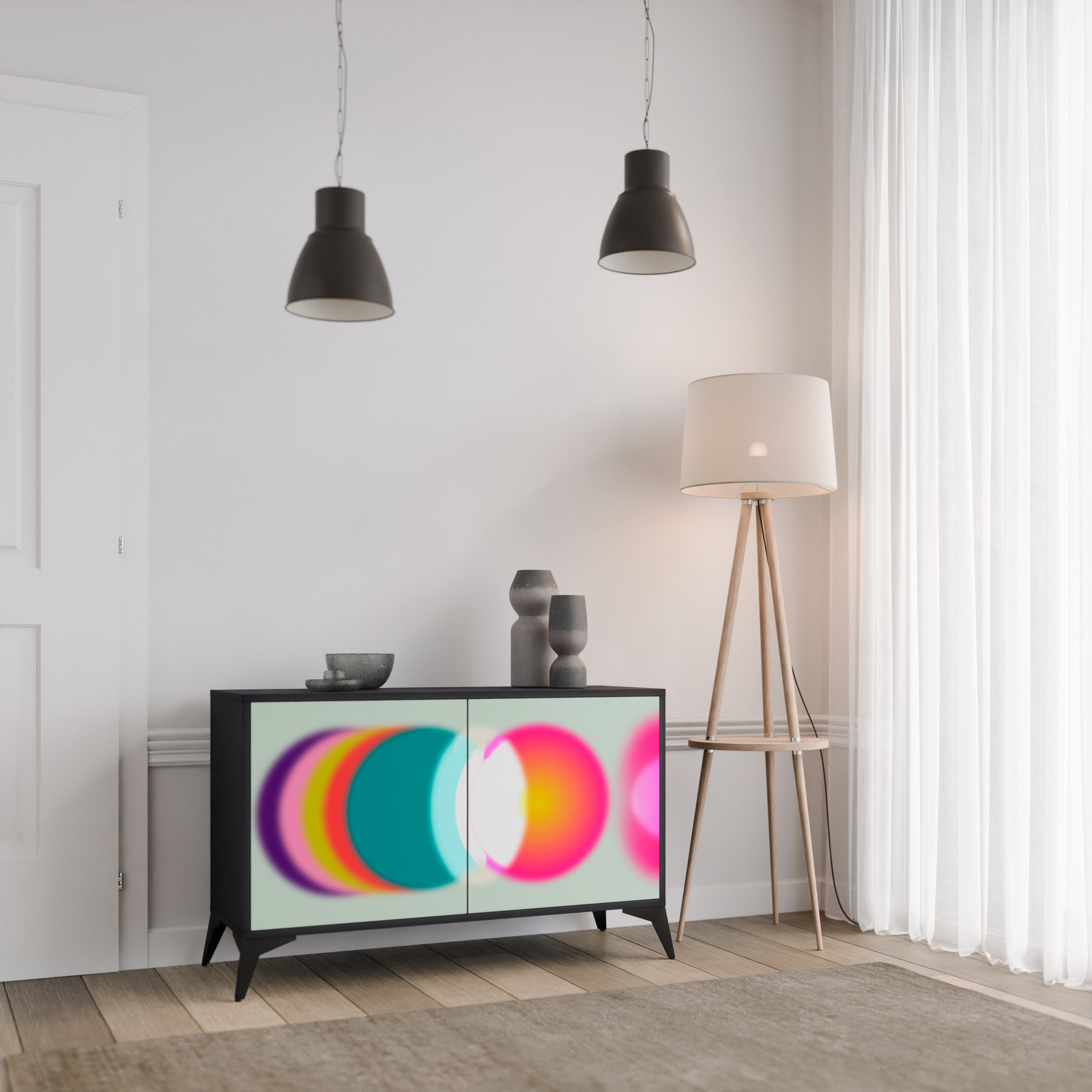 SYMPHONY OF COLORS 2-Door Sideboard in Black Finish