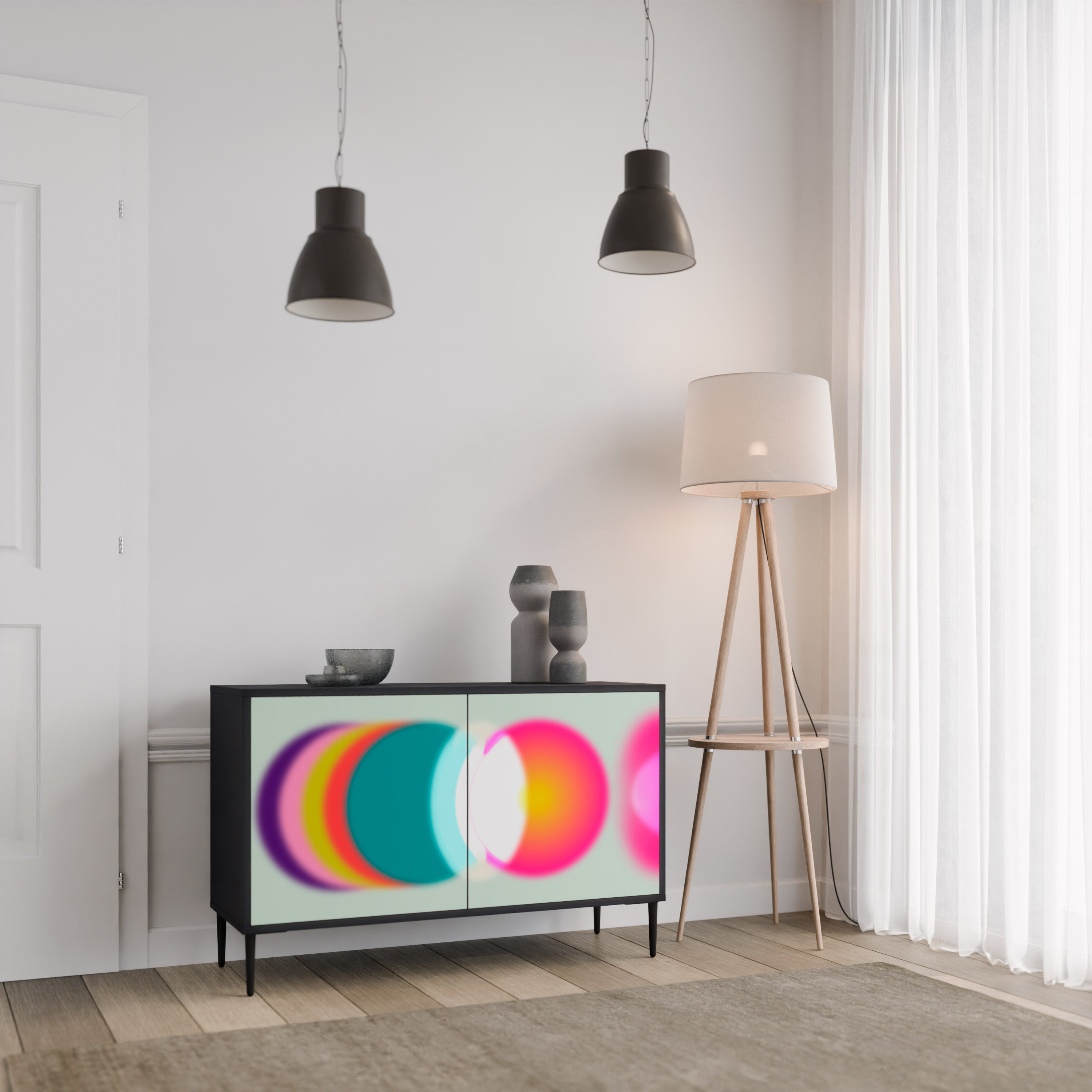 SYMPHONY OF COLORS 2-Door Sideboard in Black Finish