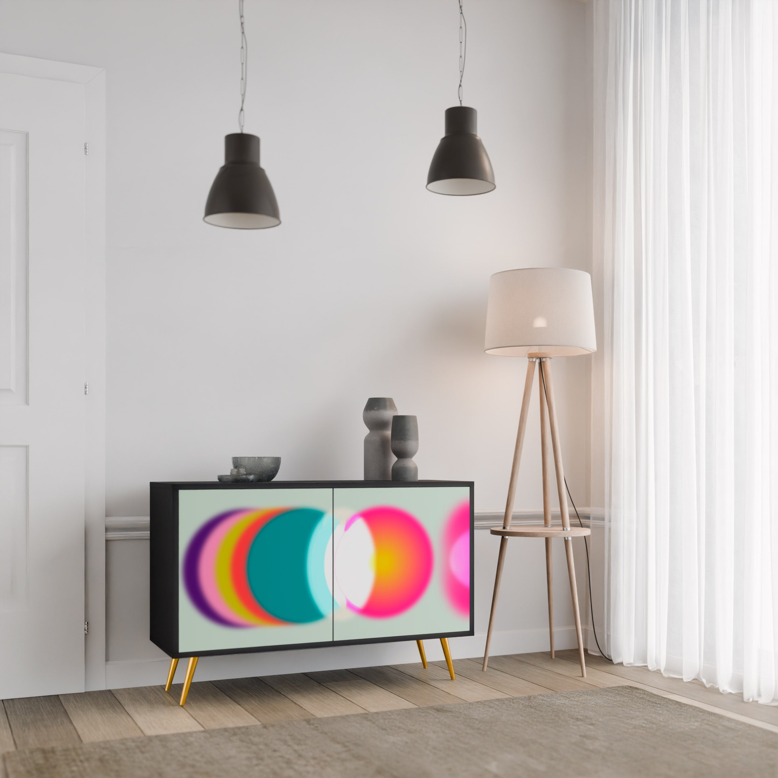 SYMPHONY OF COLORS 2-Door Sideboard in Black Finish