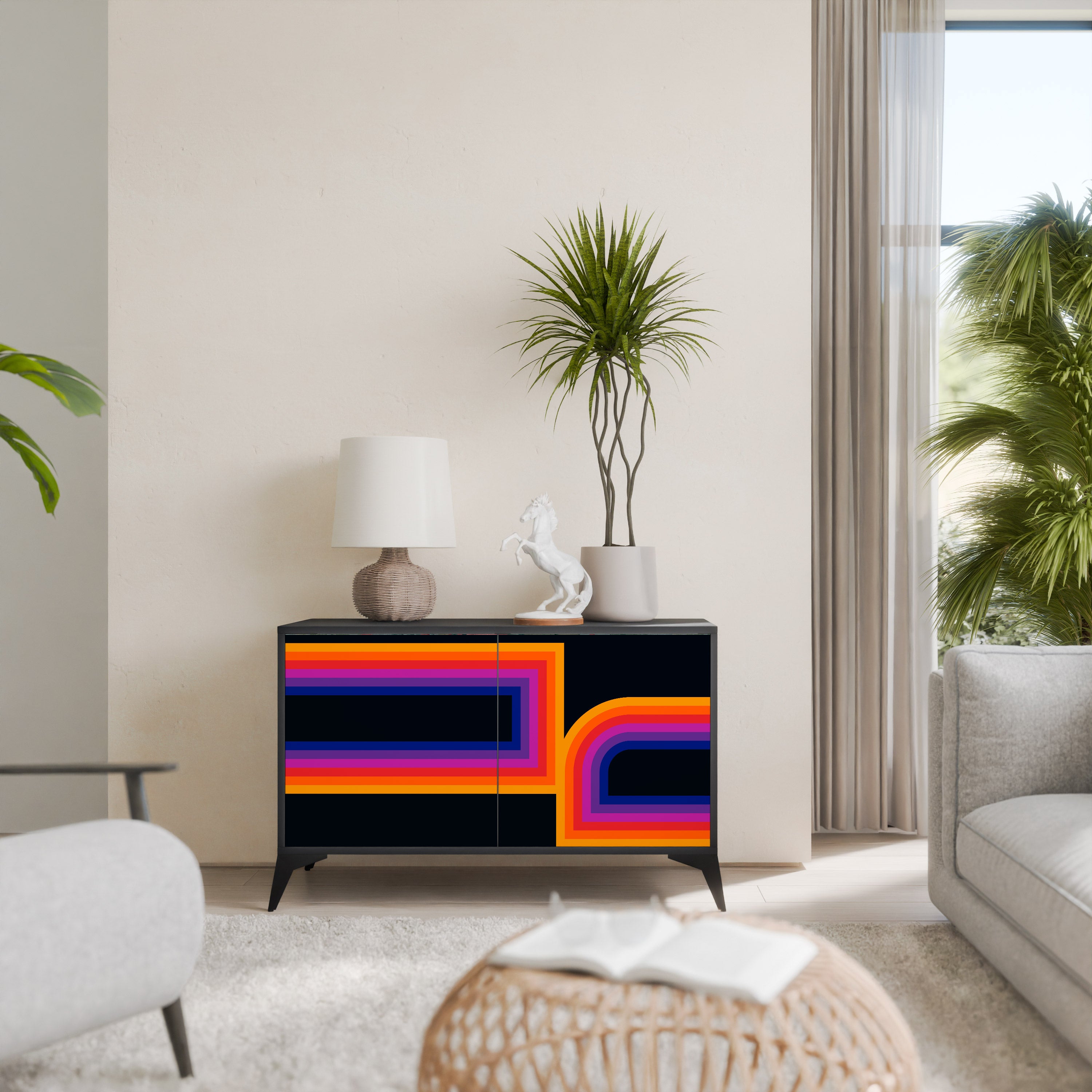 BLINDED BY THE LIGHTS 2-Door Sideboard in Black Finish