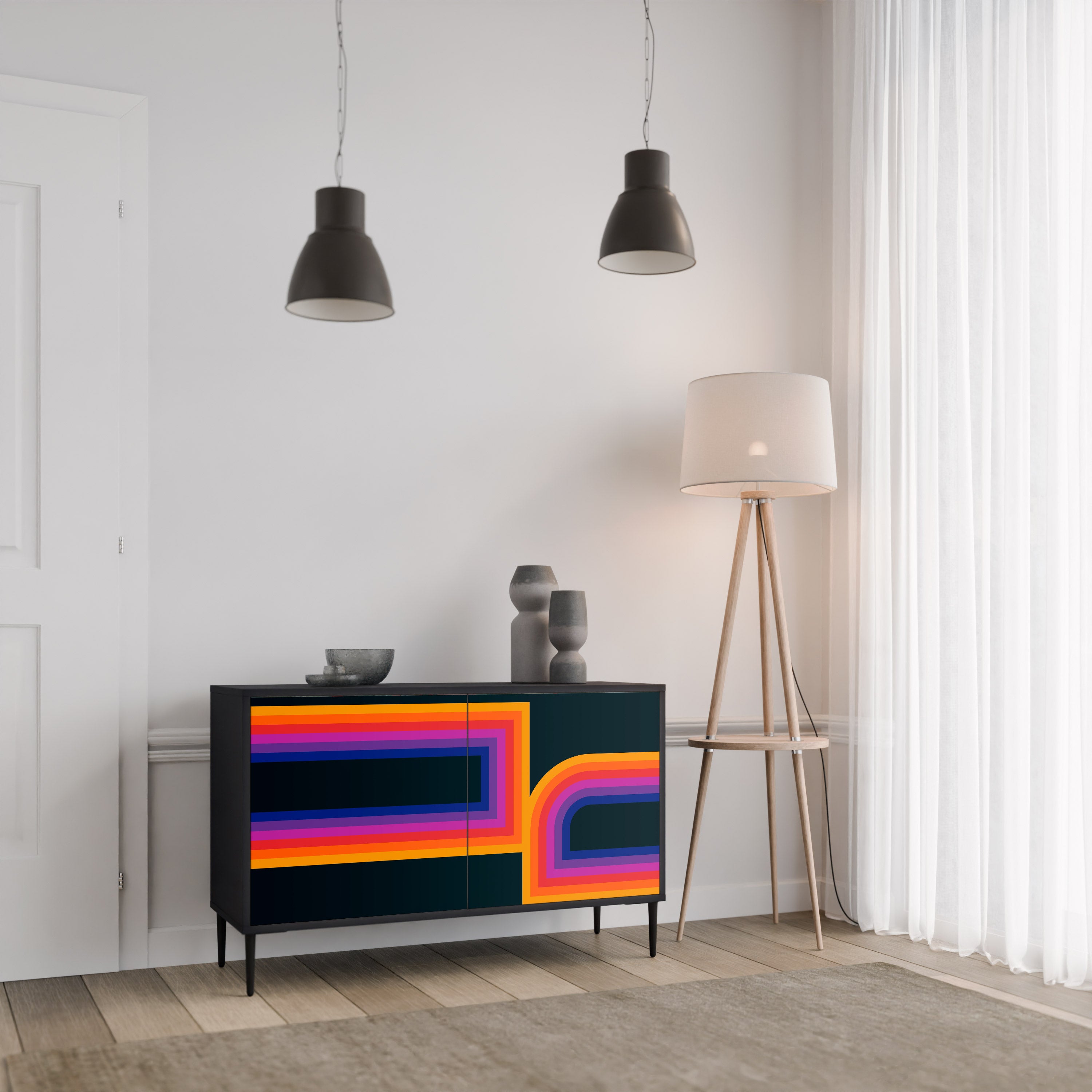 BLINDED BY THE LIGHTS 2-Door Sideboard in Black Finish