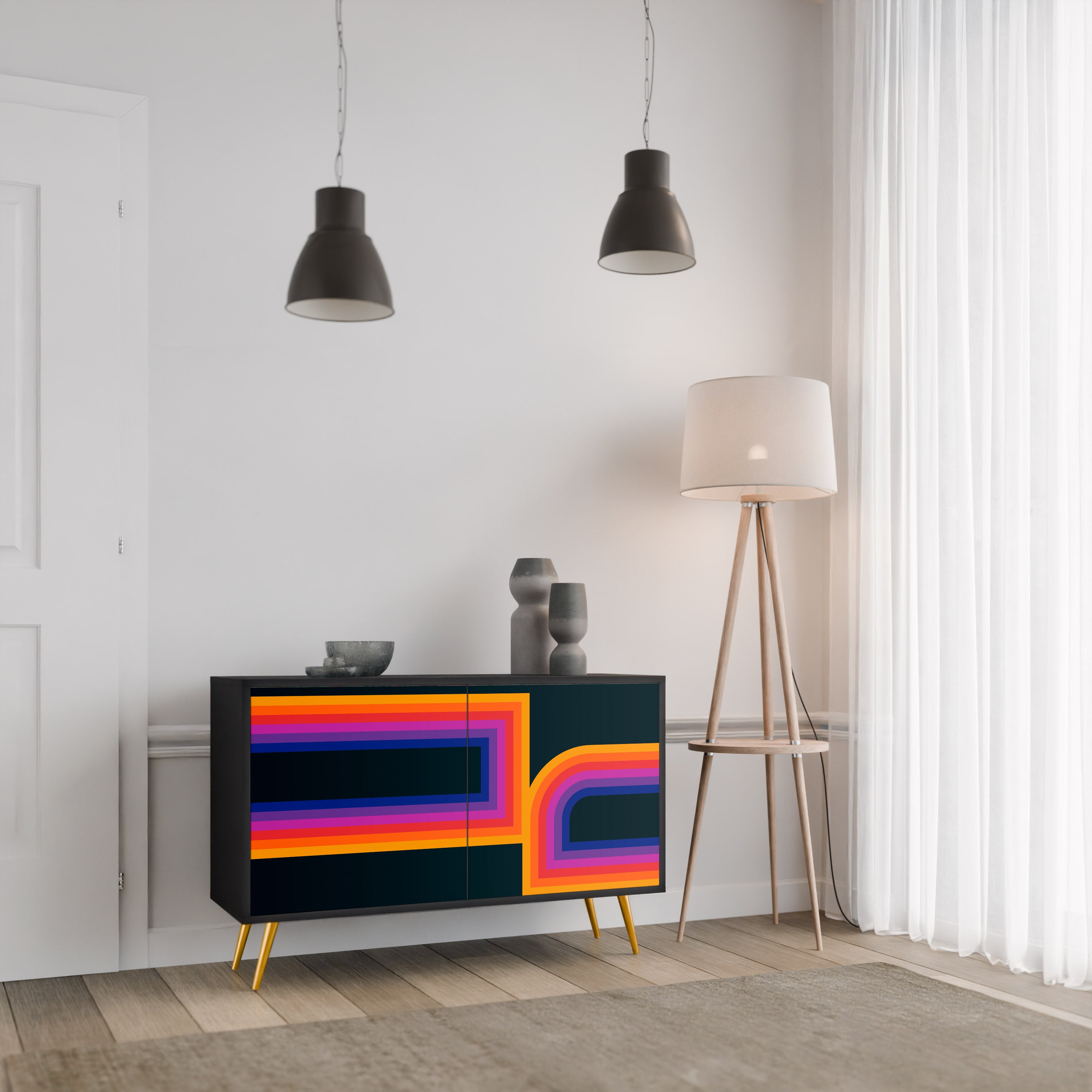 BLINDED BY THE LIGHTS 2-Door Sideboard in Black Finish