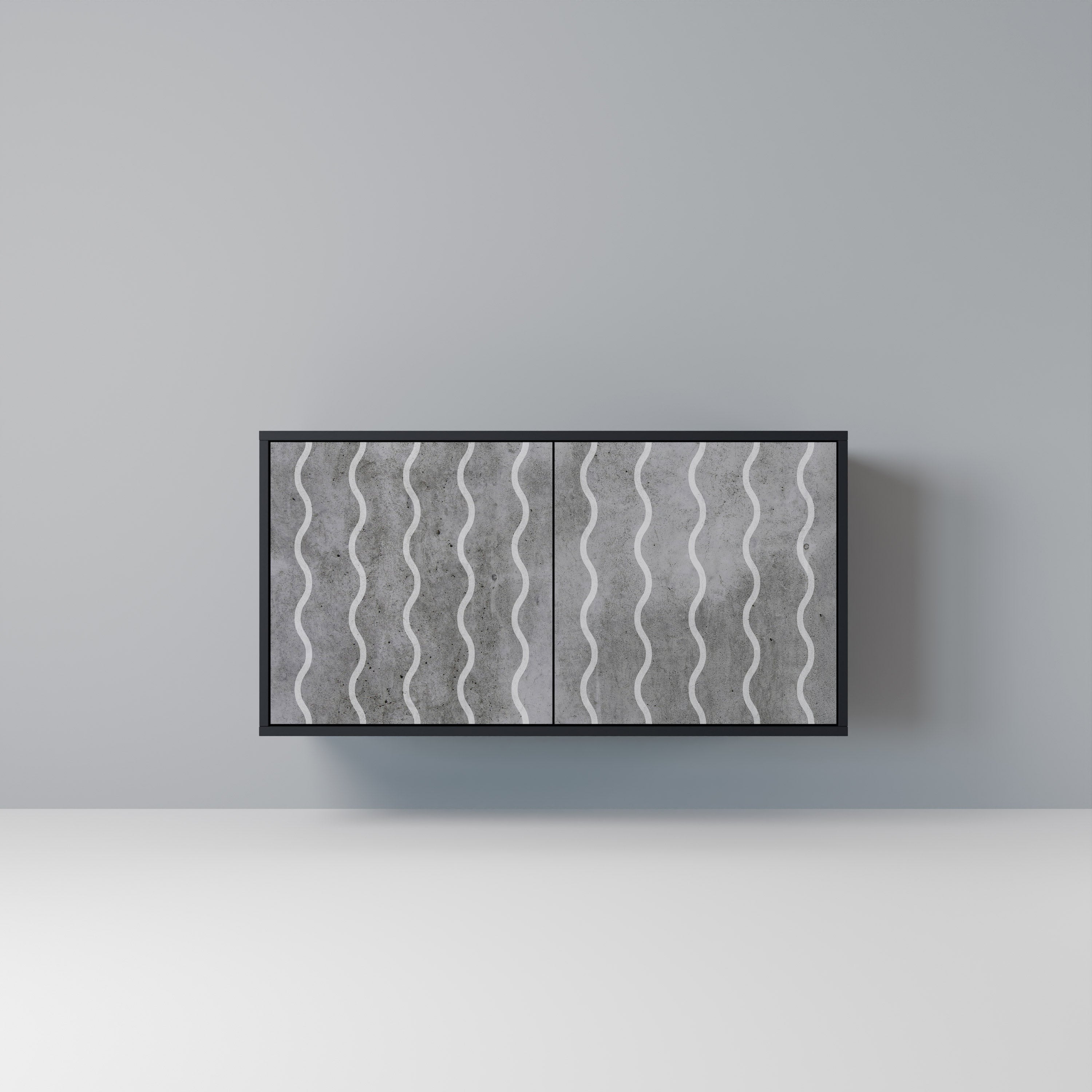 WAVES OF CONCRETE 2-Door Sideboard in Black Finish