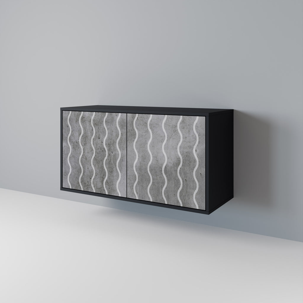 WAVES OF CONCRETE 2-Door Sideboard in Black Finish