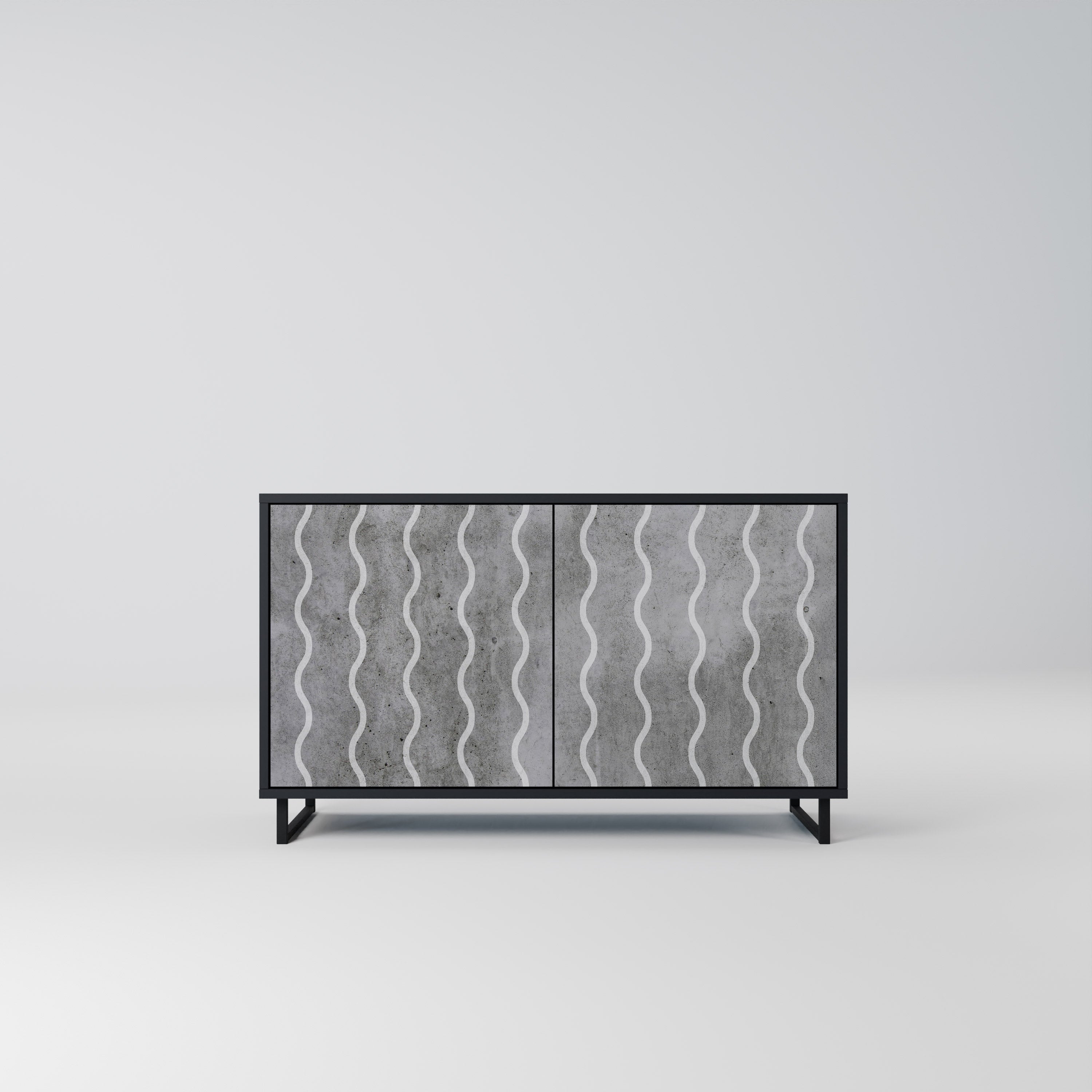 WAVES OF CONCRETE 2-Door Sideboard in Black Finish