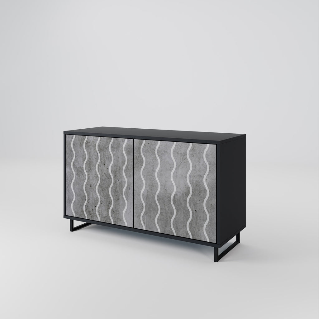WAVES OF CONCRETE 2-Door Sideboard in Black Finish