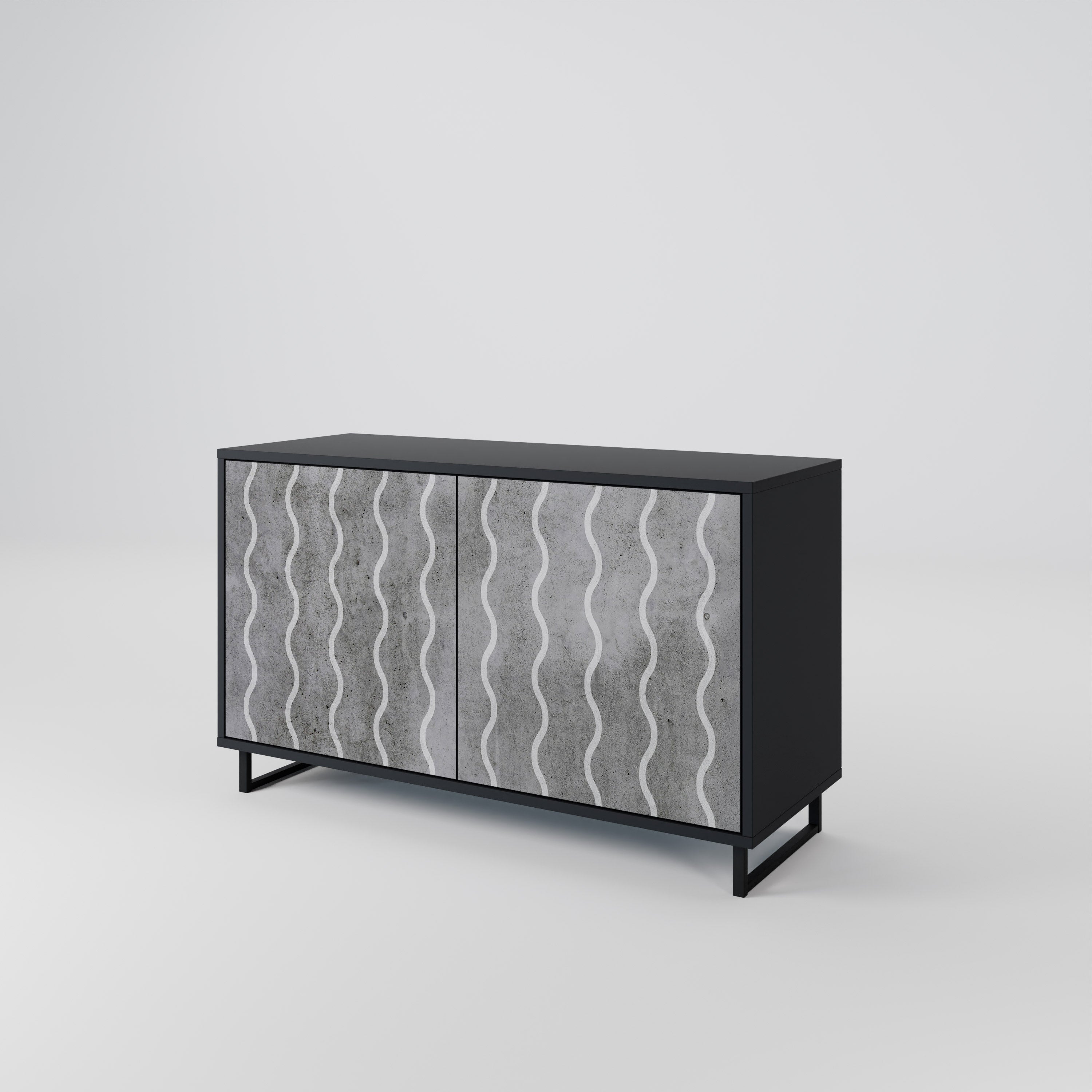 WAVES OF CONCRETE 2-Door Sideboard in Black Finish