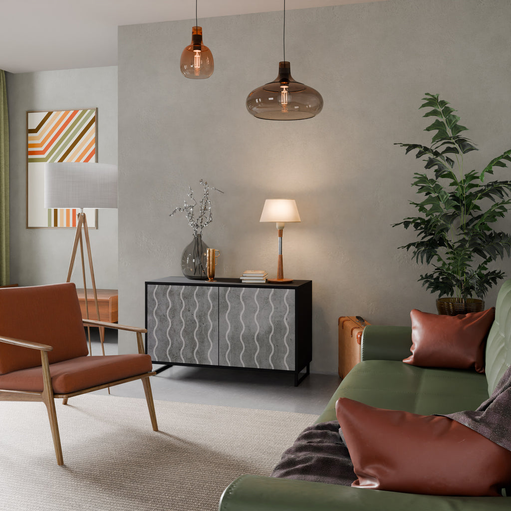 WAVES OF CONCRETE 2-Door Sideboard in Black Finish