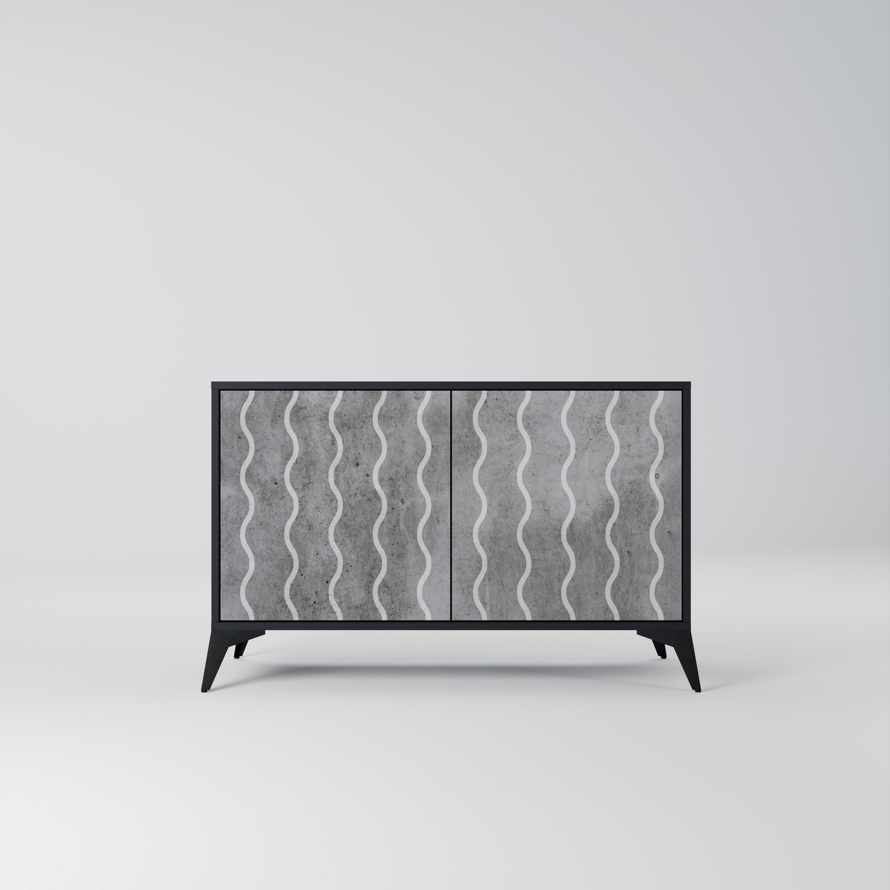 WAVES OF CONCRETE 2-Door Sideboard in Black Finish