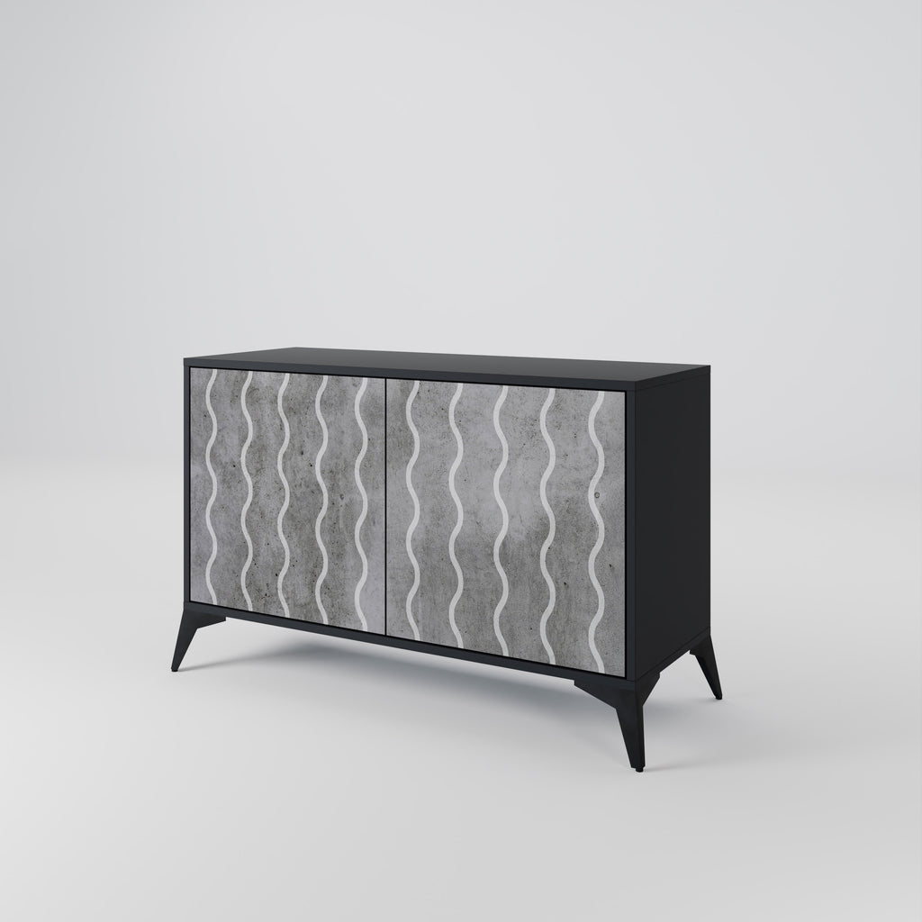 WAVES OF CONCRETE 2-Door Sideboard in Black Finish