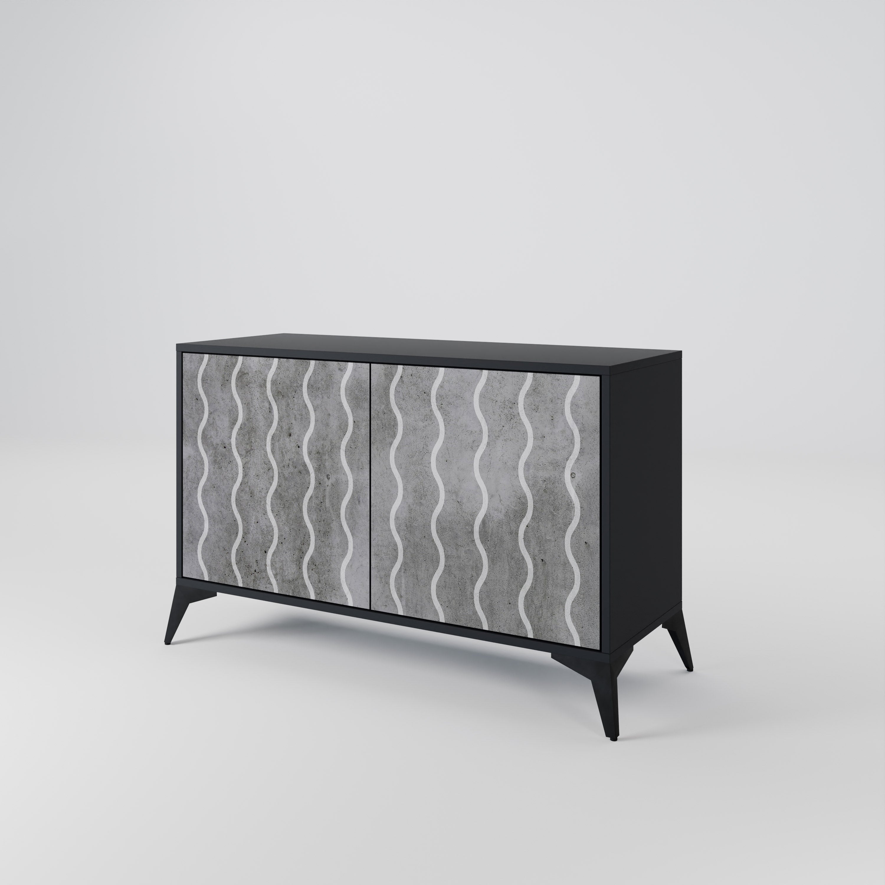 WAVES OF CONCRETE 2-Door Sideboard in Black Finish