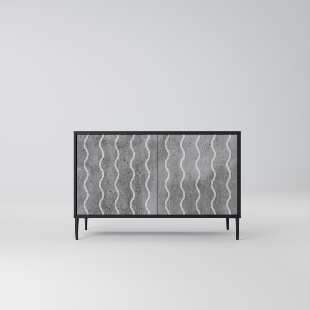 WAVES OF CONCRETE 2-Door Sideboard in Black Finish