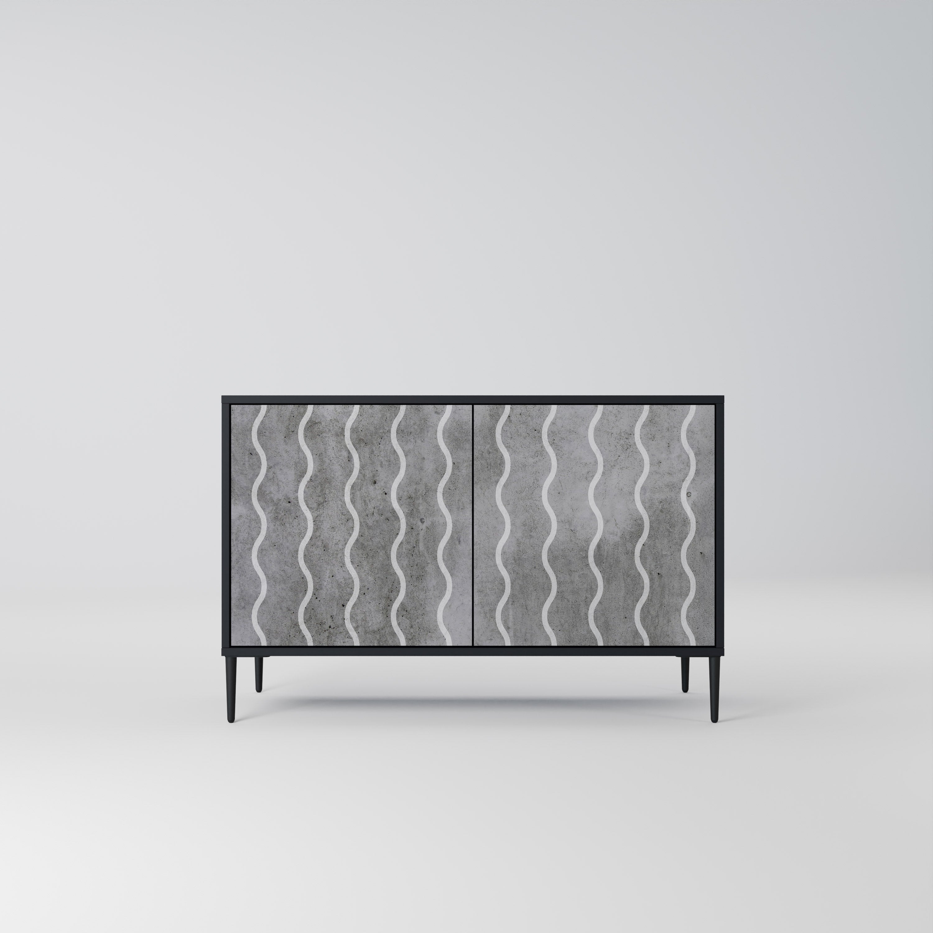 WAVES OF CONCRETE 2-Door Sideboard in Black Finish