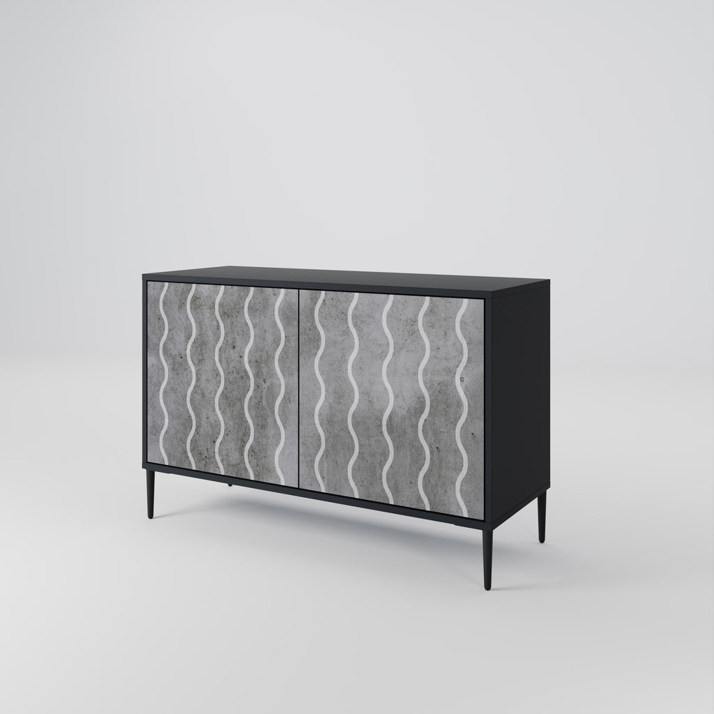WAVES OF CONCRETE 2-Door Sideboard in Black Finish