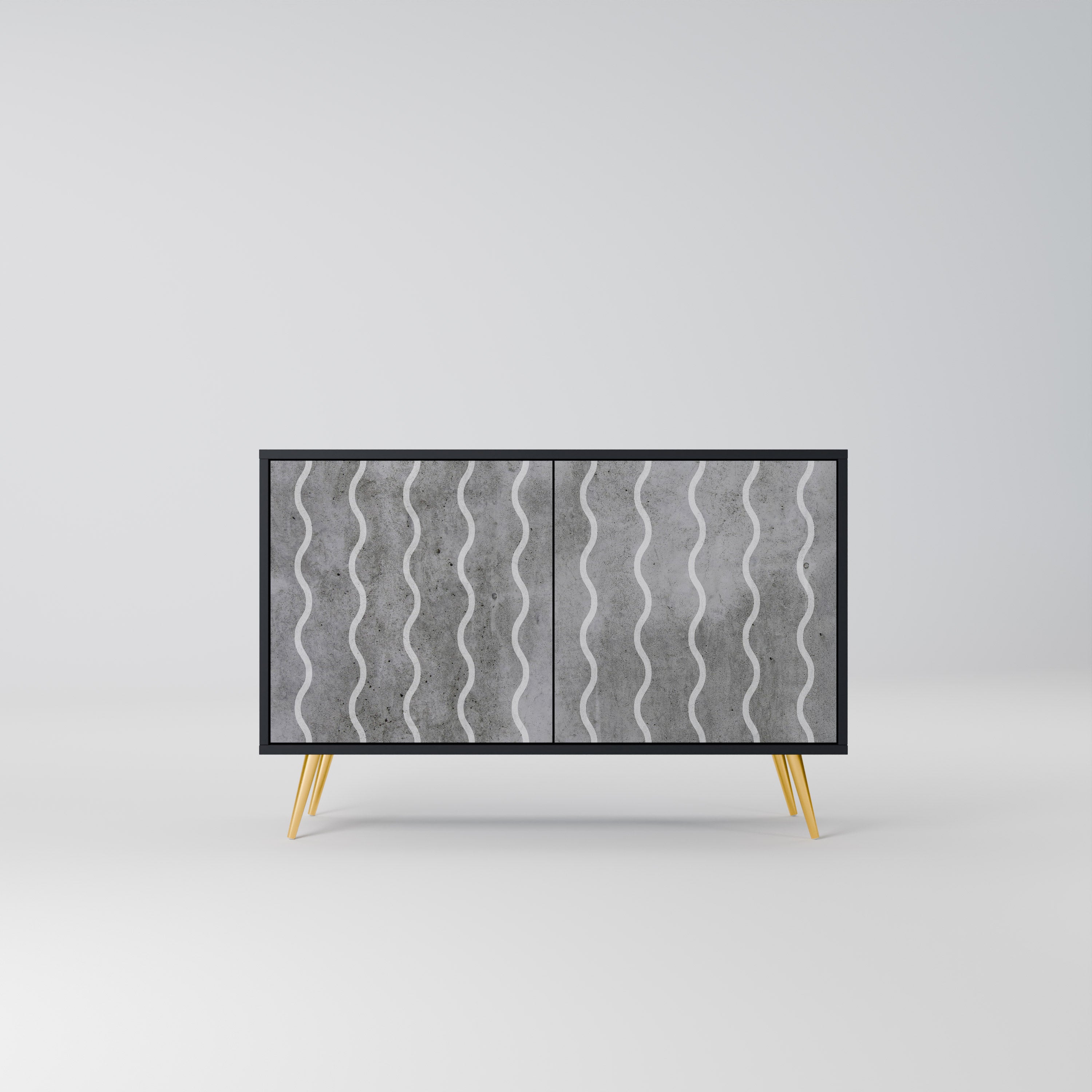 WAVES OF CONCRETE 2-Door Sideboard in Black Finish