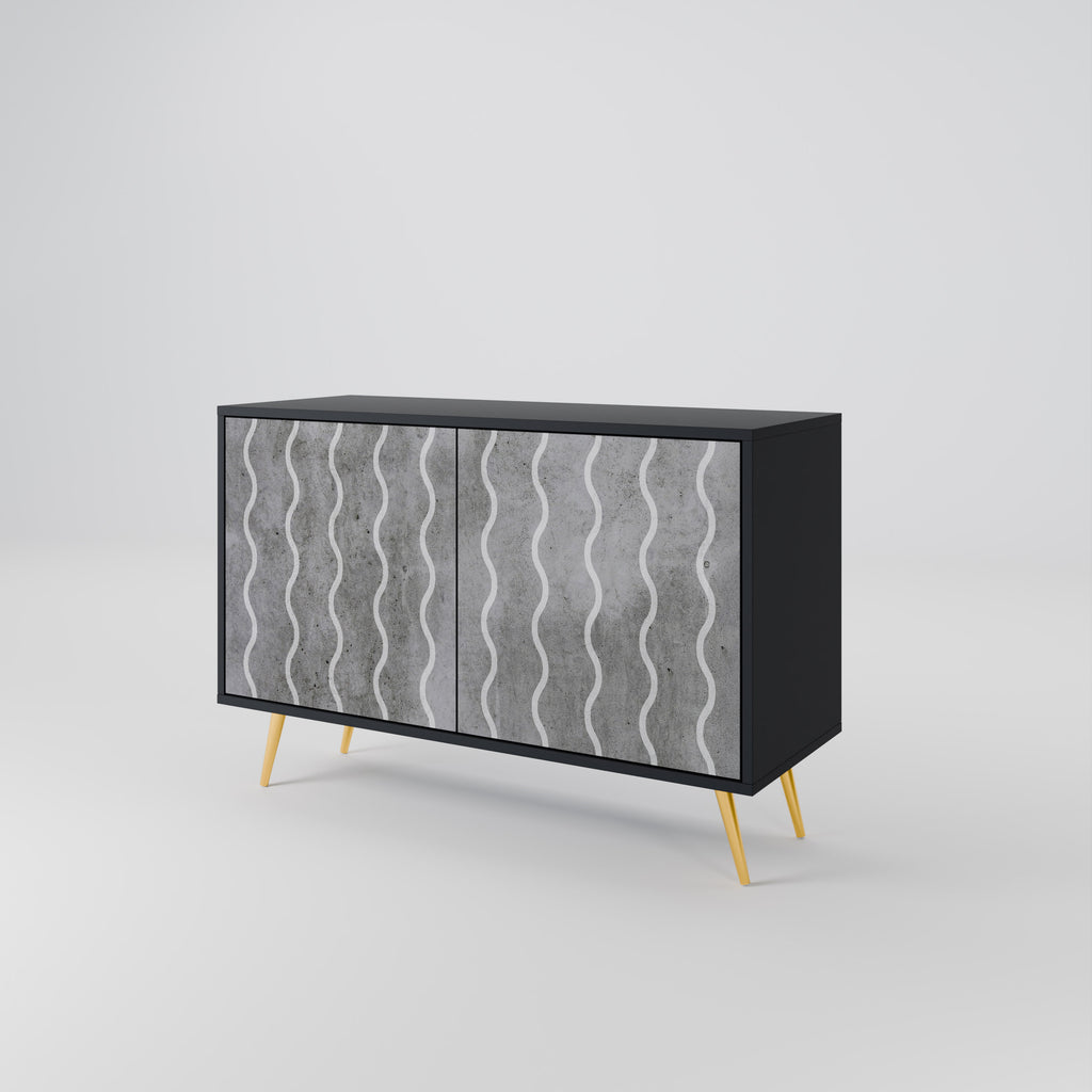WAVES OF CONCRETE 2-Door Sideboard in Black Finish