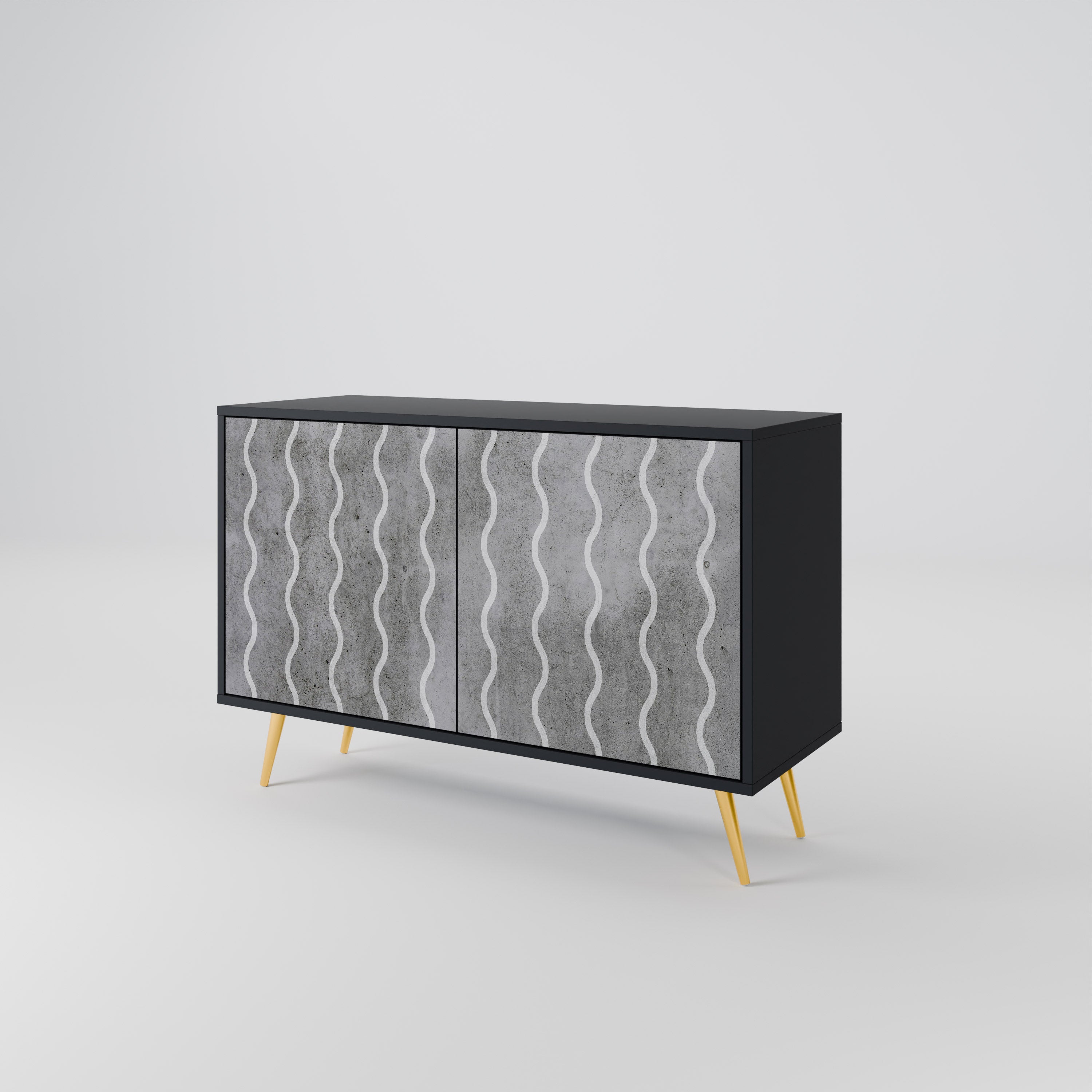 WAVES OF CONCRETE 2-Door Sideboard in Black Finish