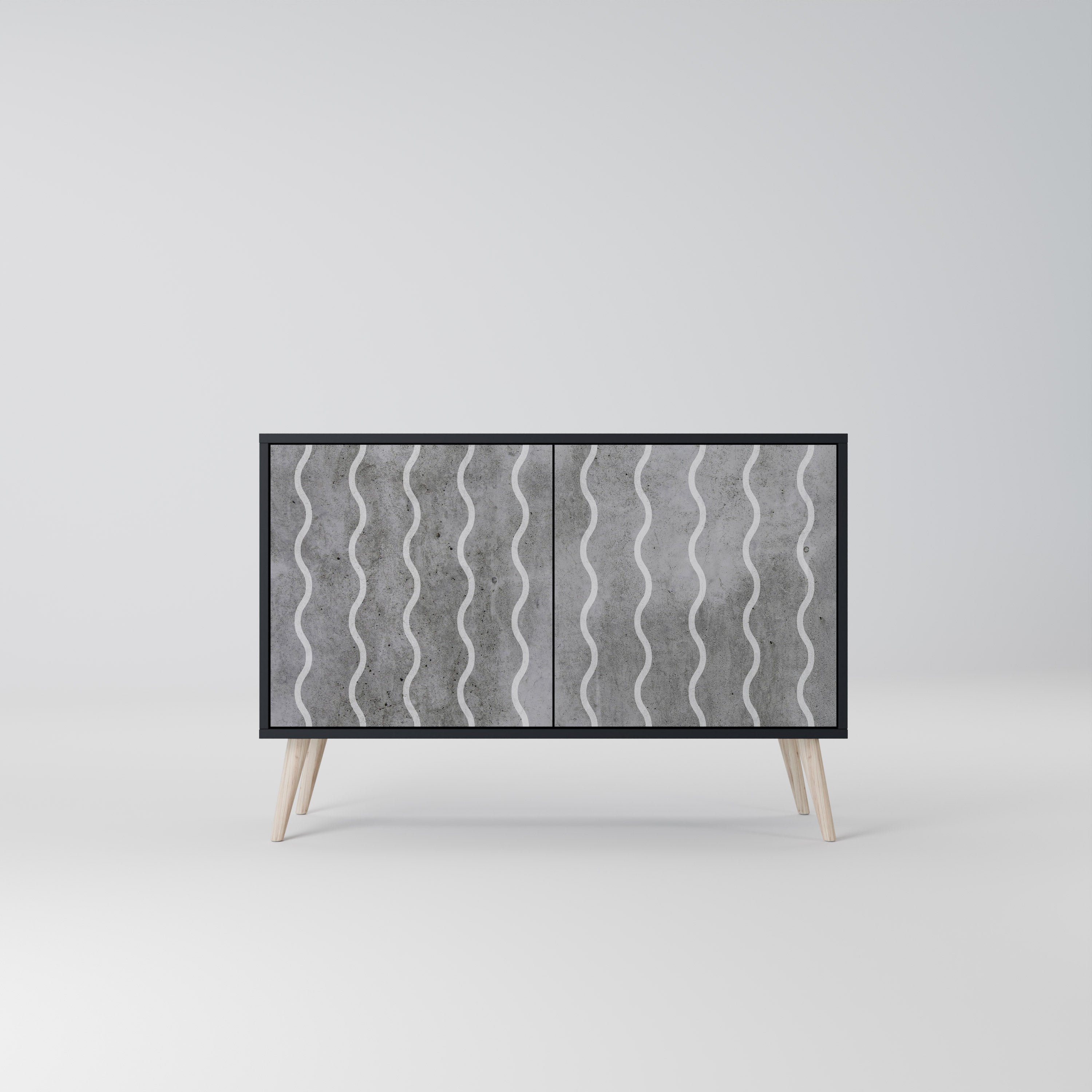 WAVES OF CONCRETE 2-Door Sideboard in Black Finish