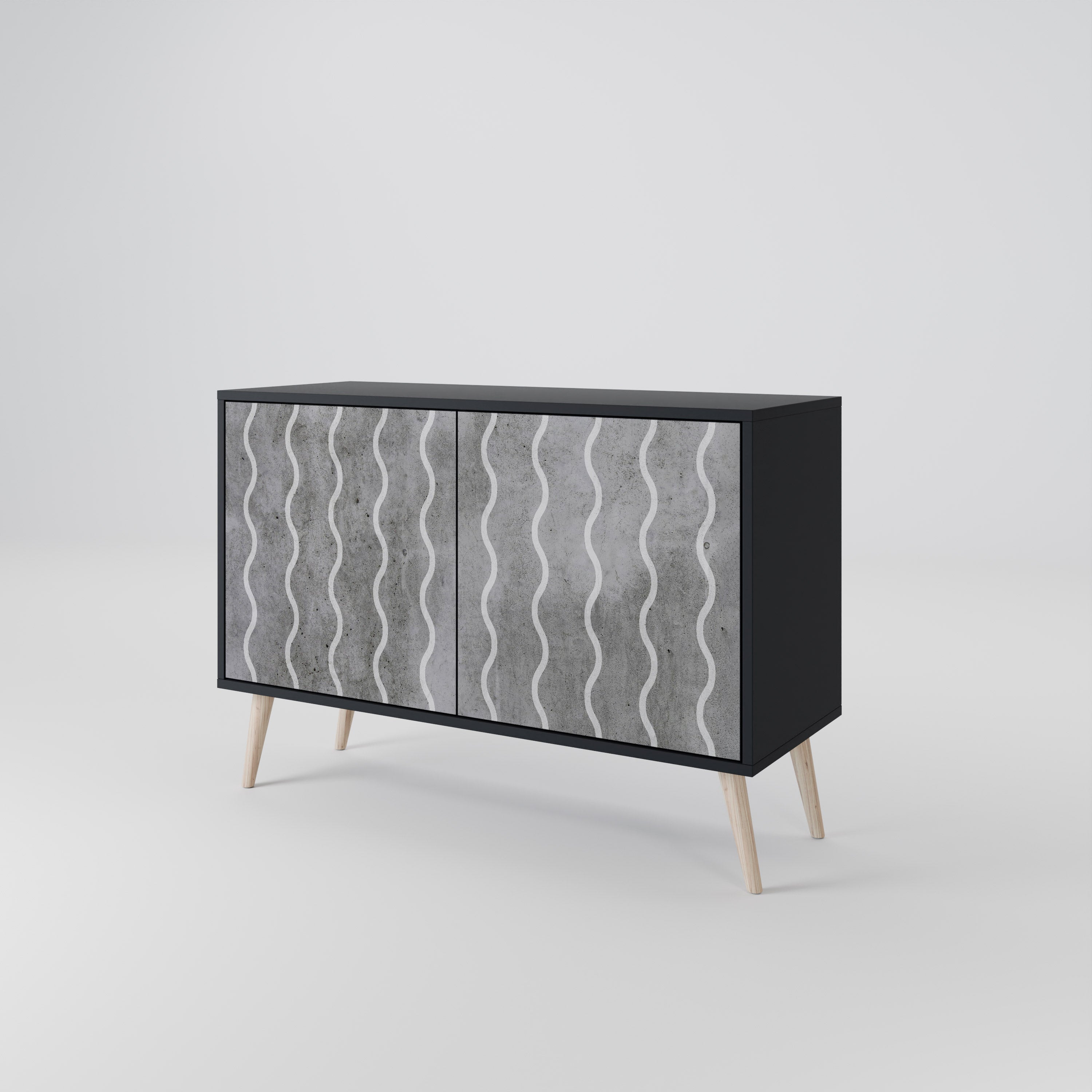 WAVES OF CONCRETE 2-Door Sideboard in Black Finish