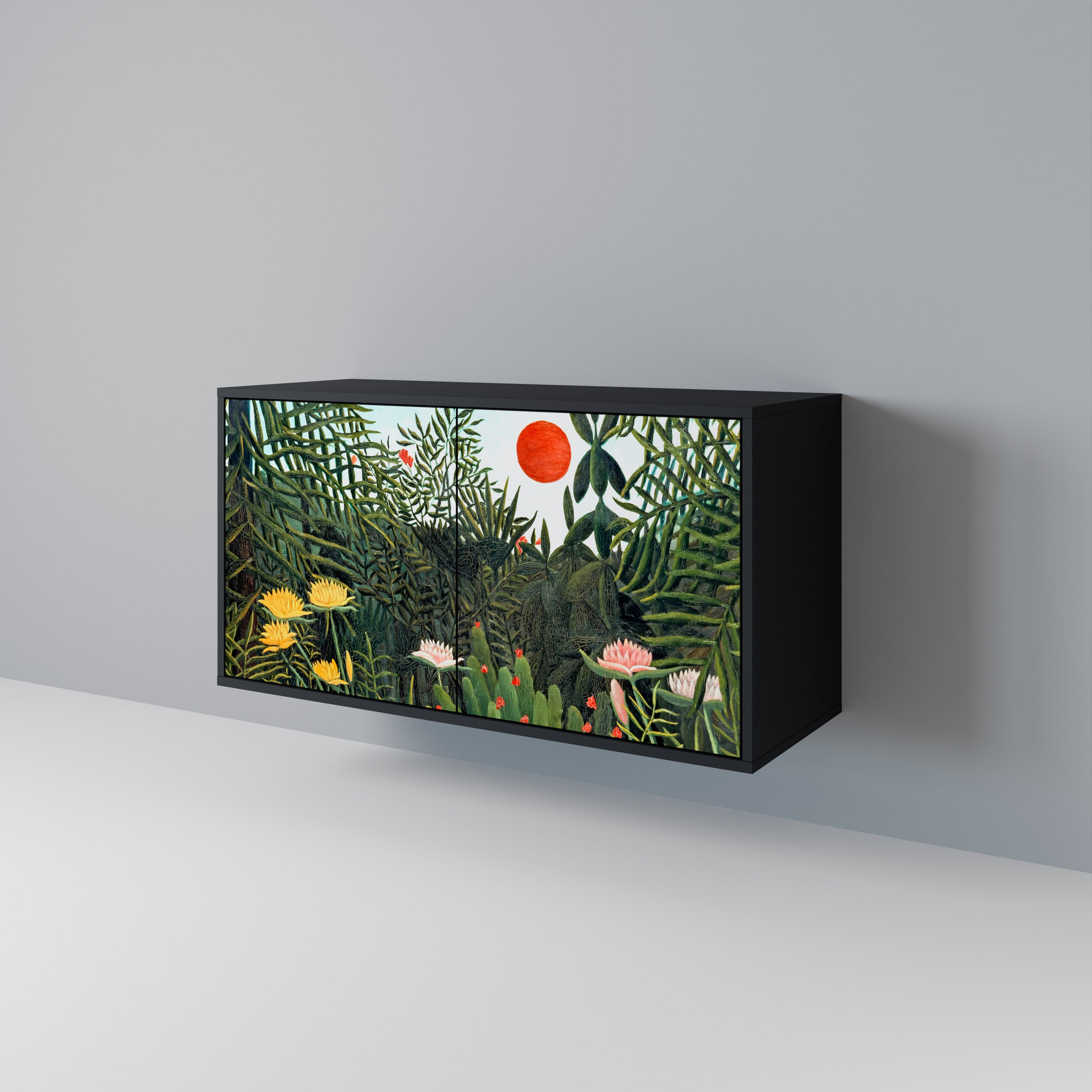 VIRGIN FOREST WITH SUNSET 2-Door Sideboard in Black Finish