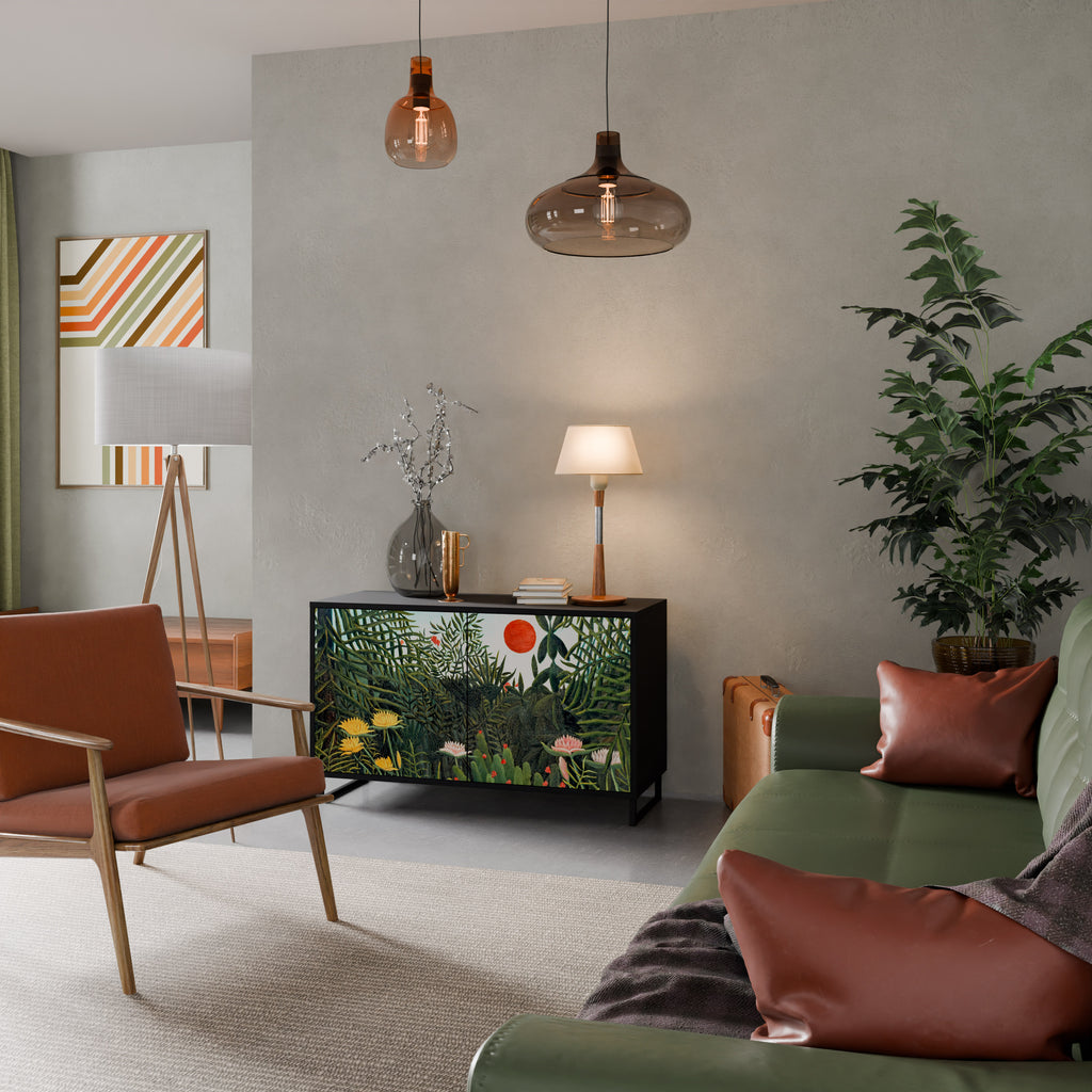 VIRGIN FOREST WITH SUNSET 2-Door Sideboard in Black Finish