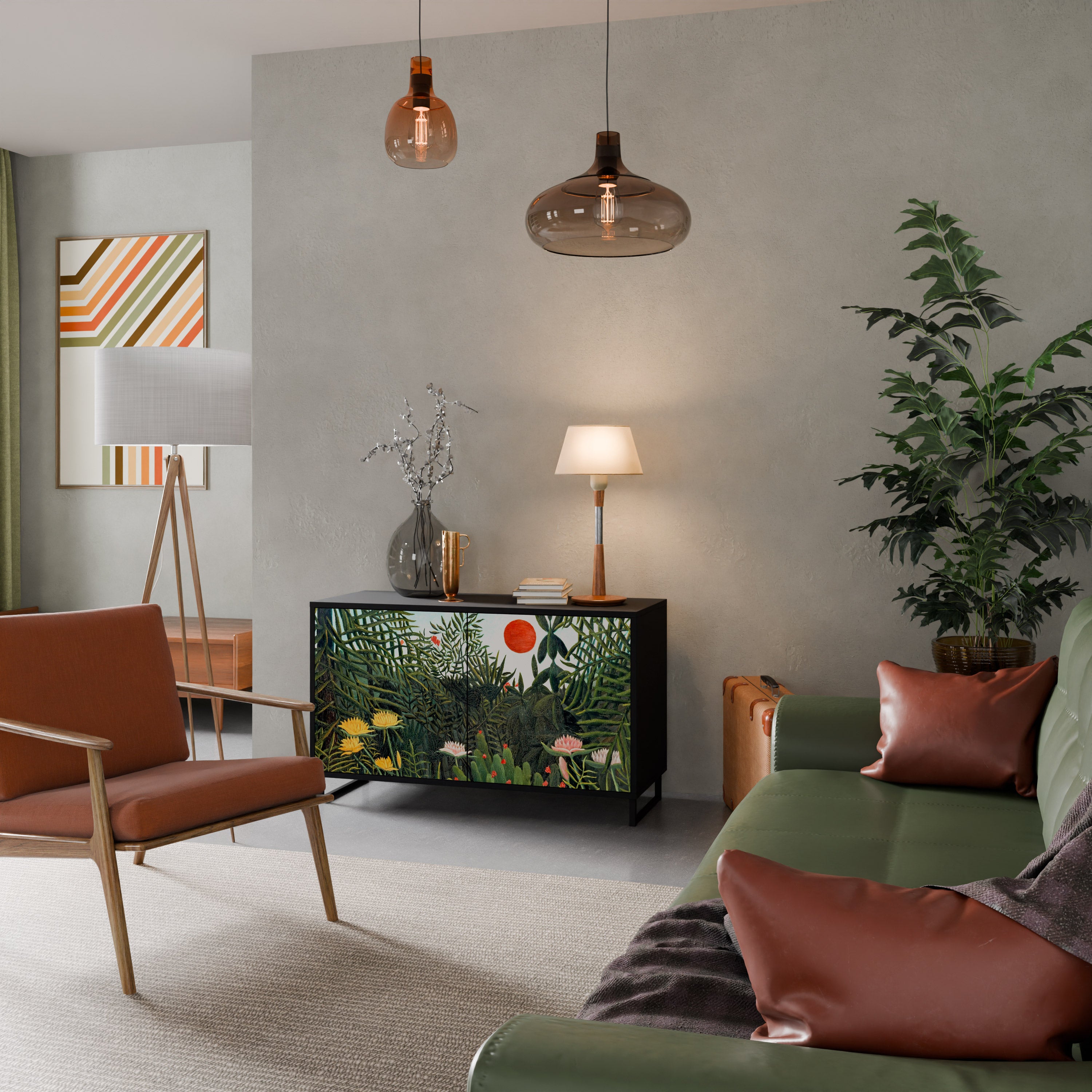 VIRGIN FOREST WITH SUNSET 2-Door Sideboard in Black Finish