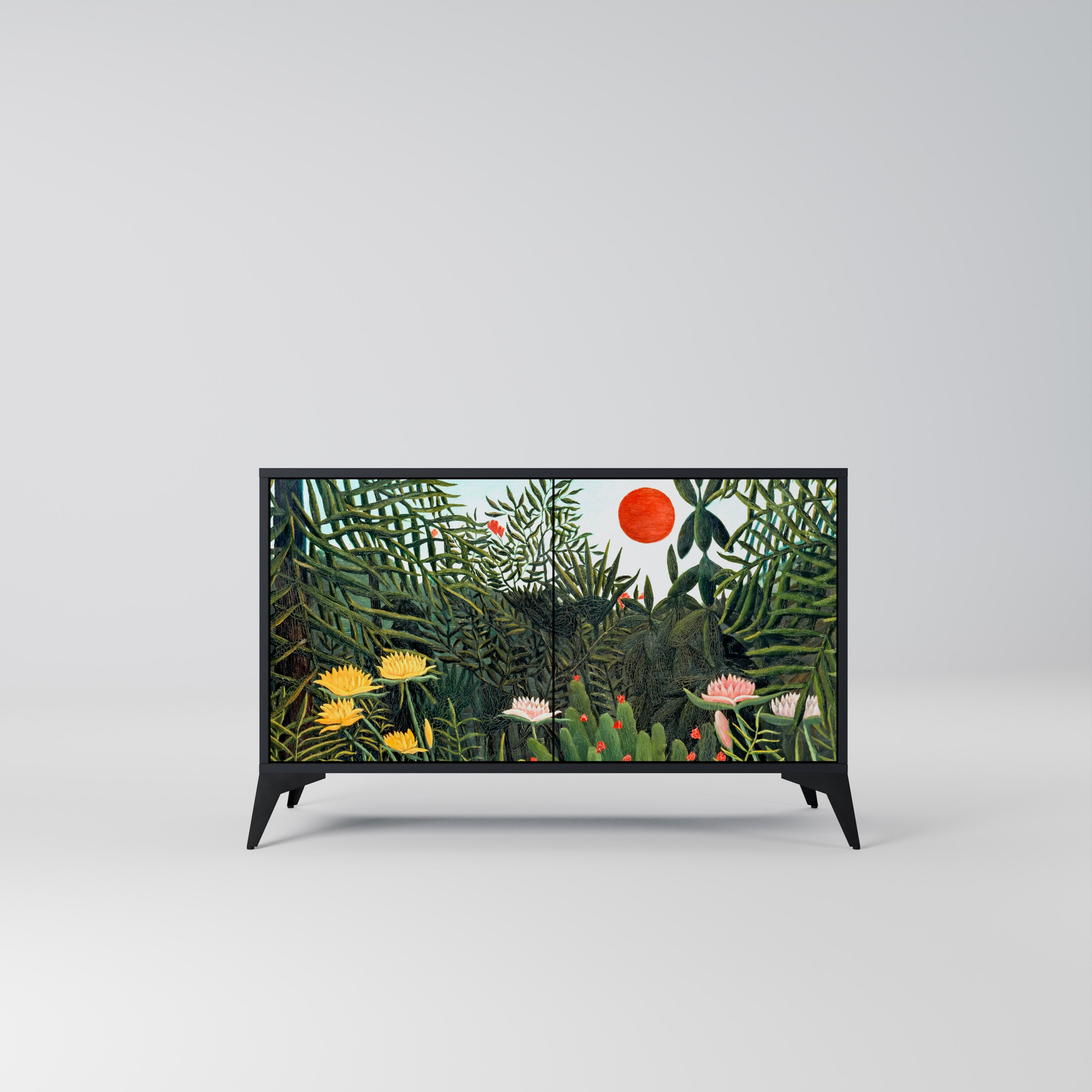 VIRGIN FOREST WITH SUNSET 2-Door Sideboard in Black Finish