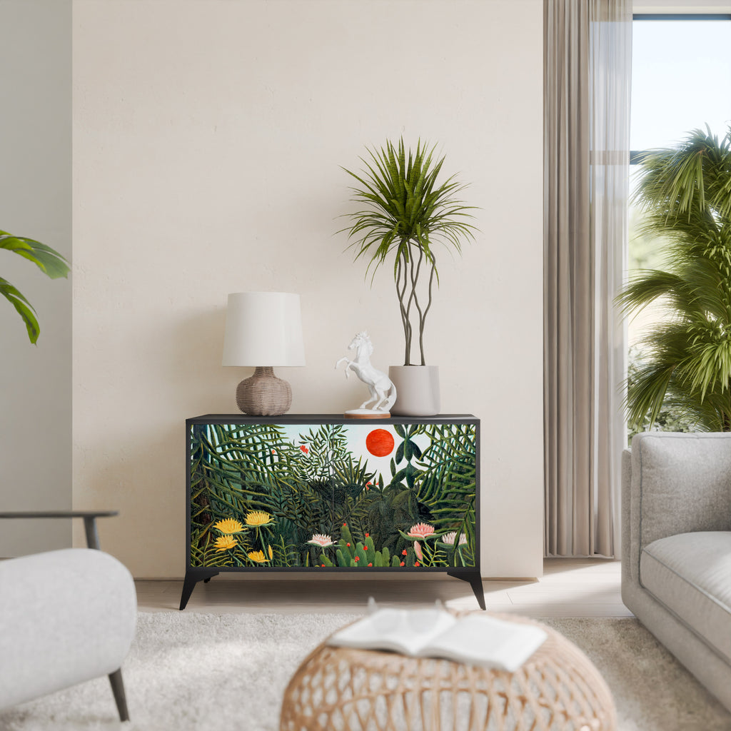 VIRGIN FOREST WITH SUNSET 2-Door Sideboard in Black Finish