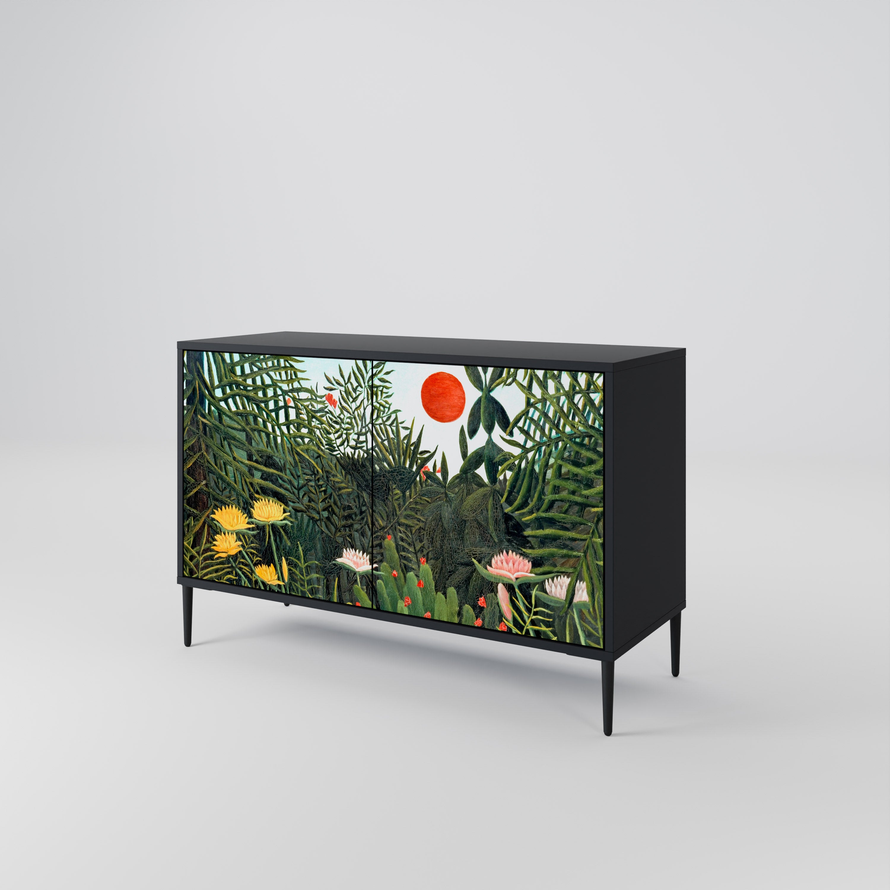 VIRGIN FOREST WITH SUNSET 2-Door Sideboard in Black Finish