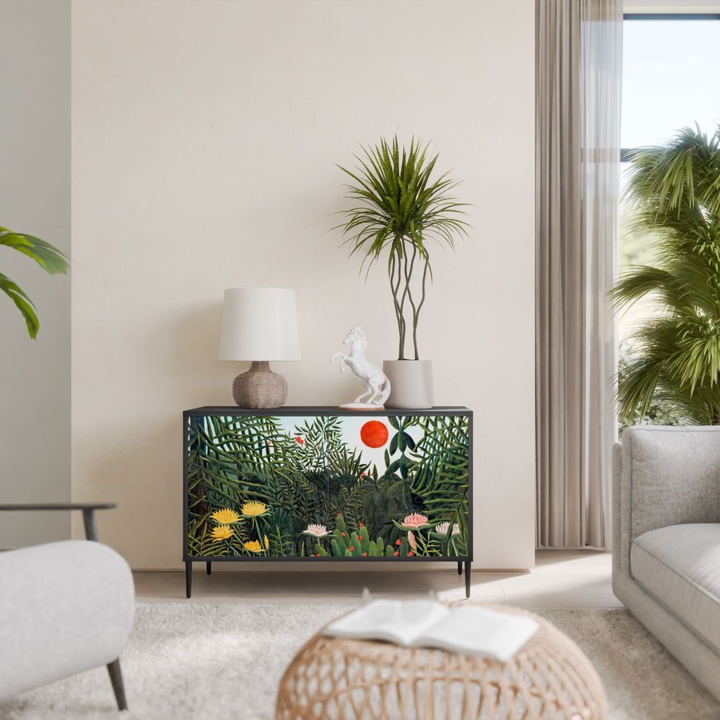 VIRGIN FOREST WITH SUNSET 2-Door Sideboard in Black Finish