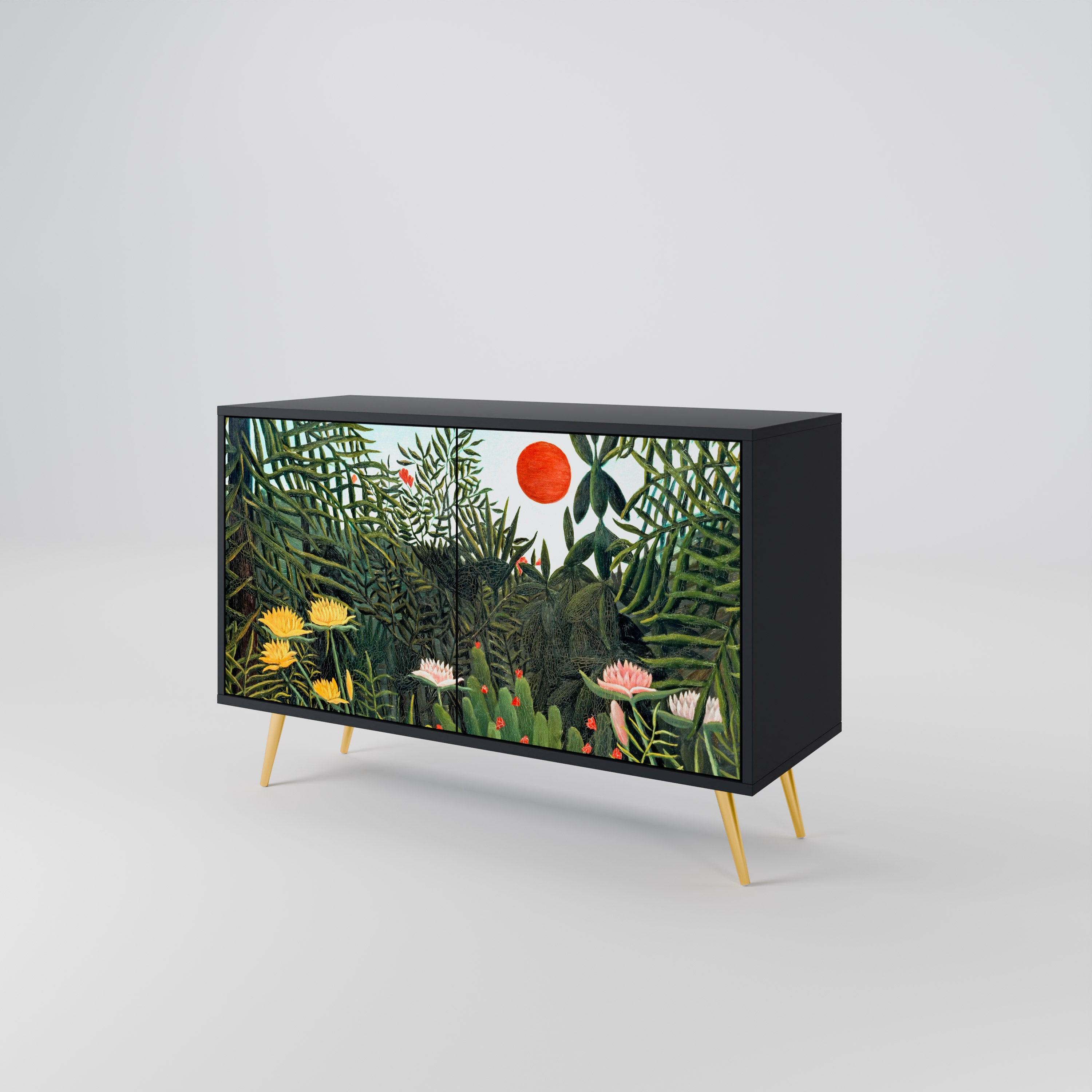 VIRGIN FOREST WITH SUNSET 2-Door Sideboard in Black Finish