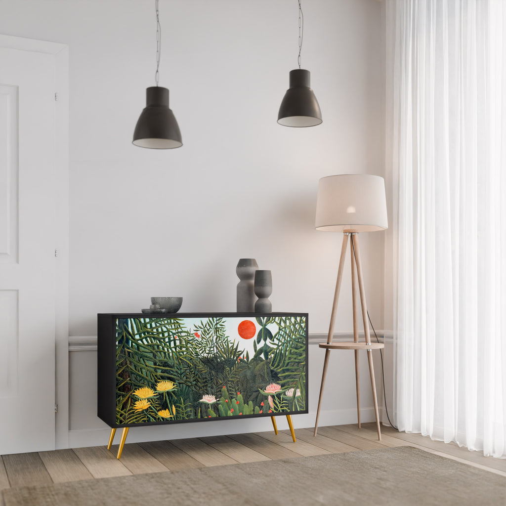 VIRGIN FOREST WITH SUNSET 2-Door Sideboard in Black Finish