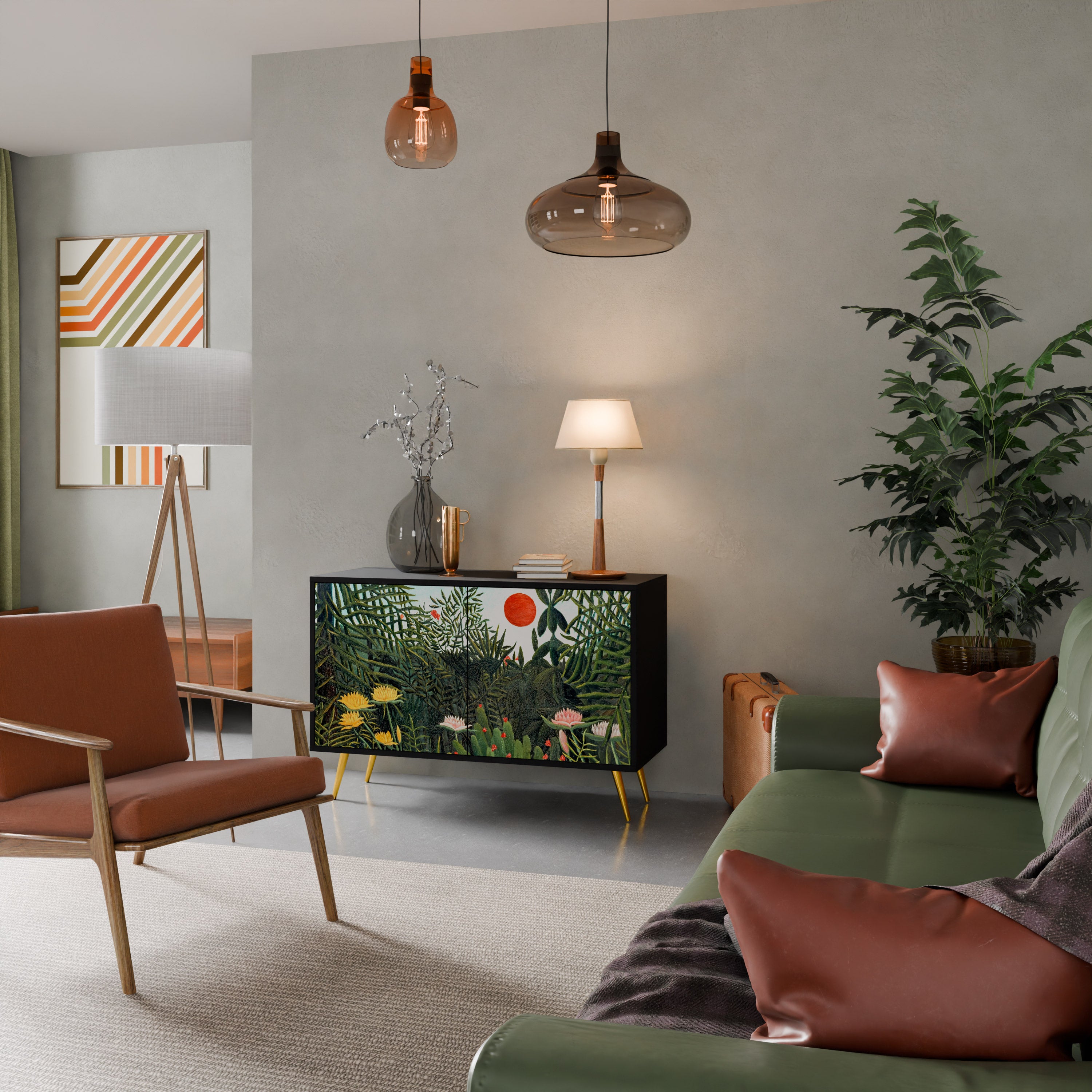 VIRGIN FOREST WITH SUNSET 2-Door Sideboard in Black Finish