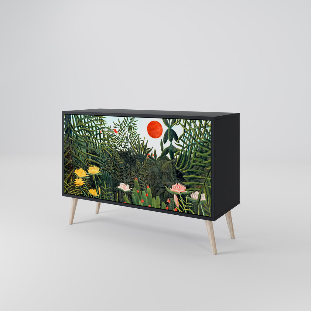 VIRGIN FOREST WITH SUNSET 2-Door Sideboard in Black Finish