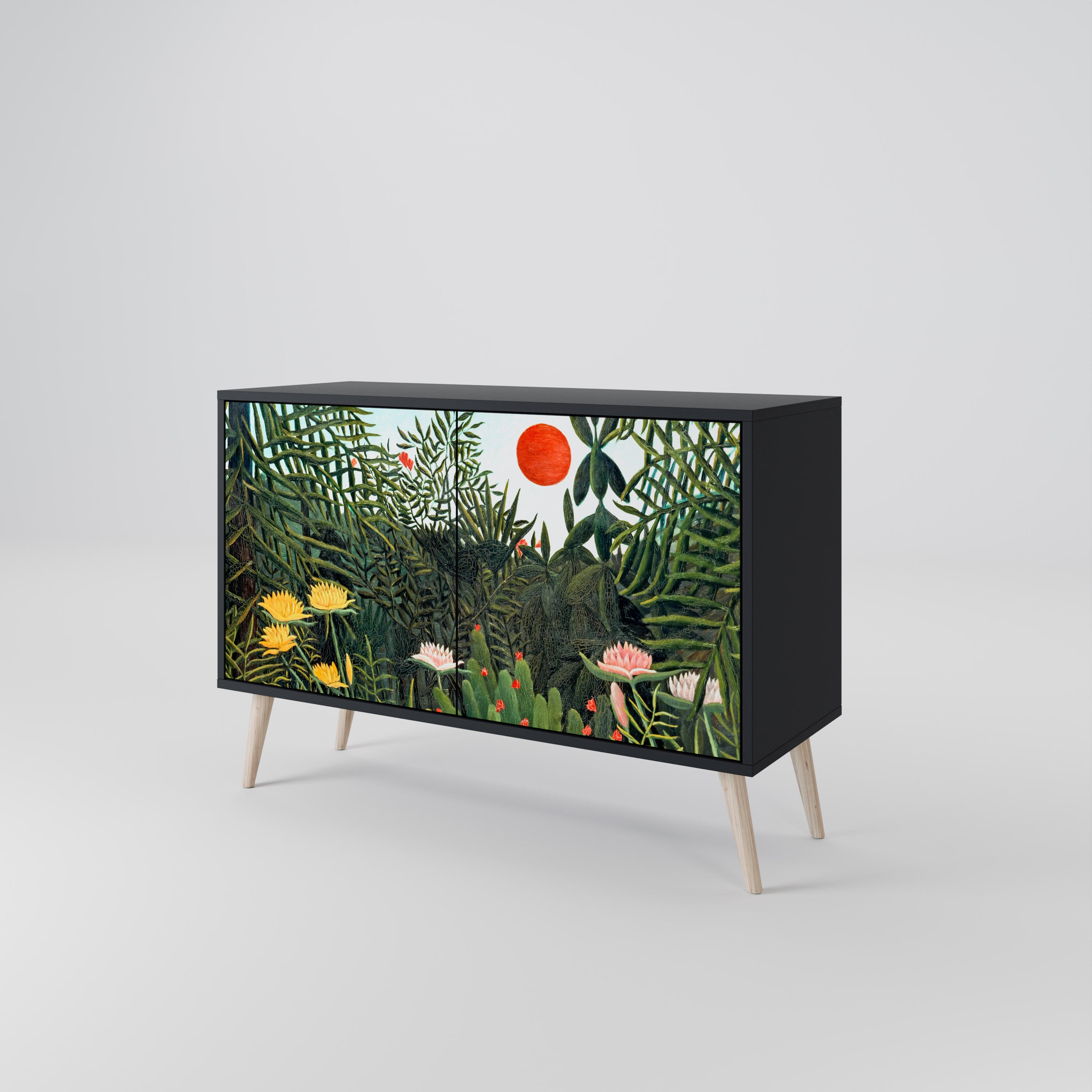 VIRGIN FOREST WITH SUNSET 2-Door Sideboard in Black Finish