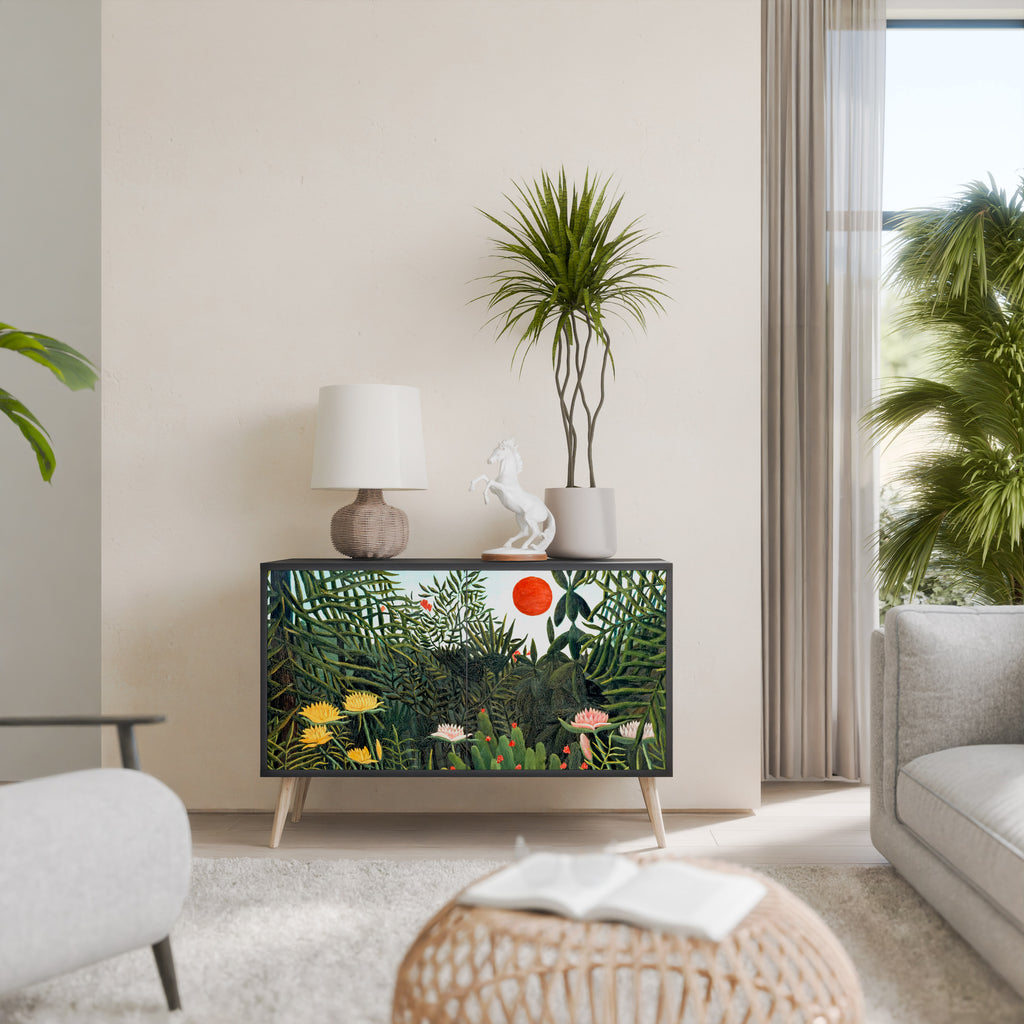 VIRGIN FOREST WITH SUNSET 2-Door Sideboard in Black Finish