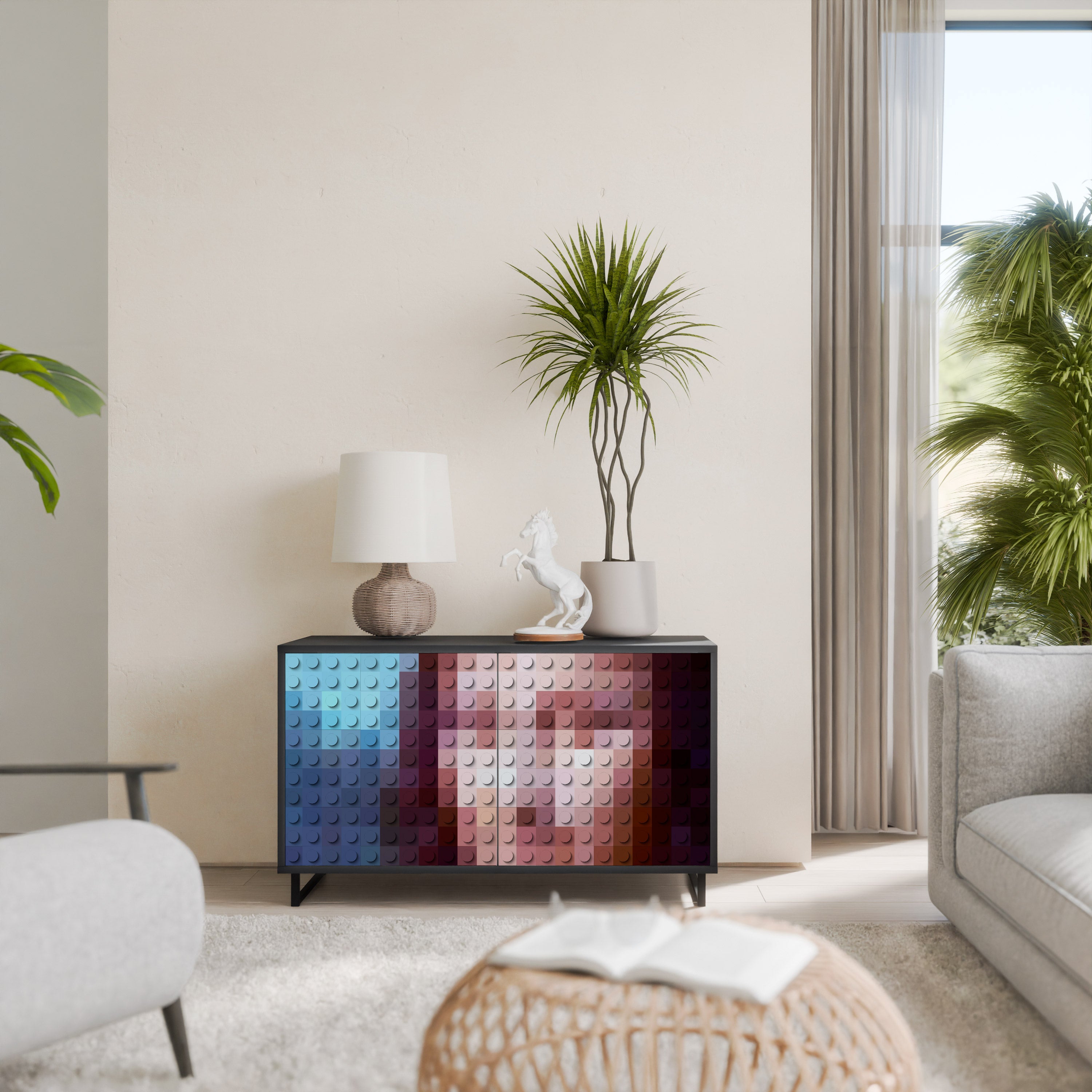 CONSTRUCTIVE ART 2-Door Sideboard in Black Finish