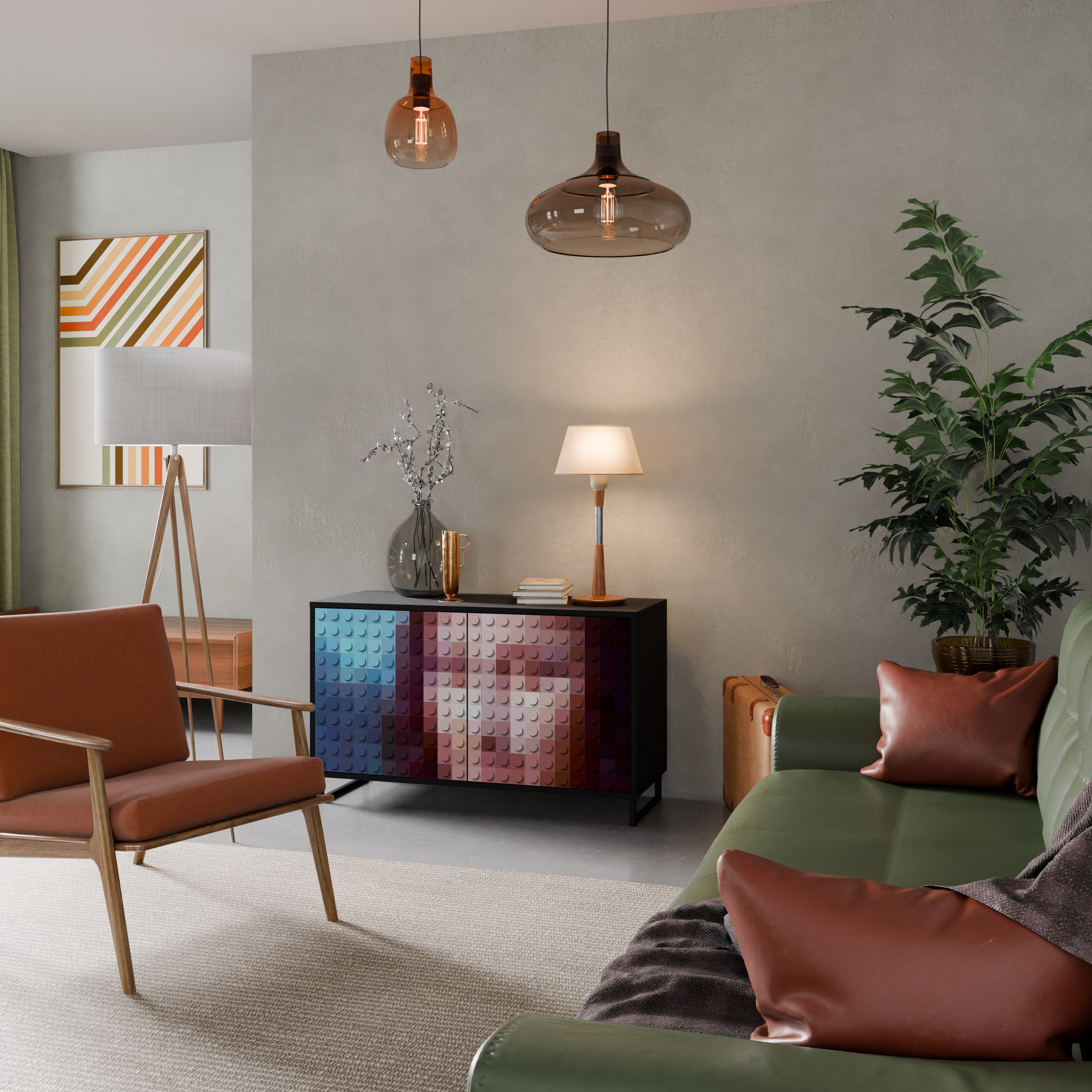 CONSTRUCTIVE ART 2-Door Sideboard in Black Finish