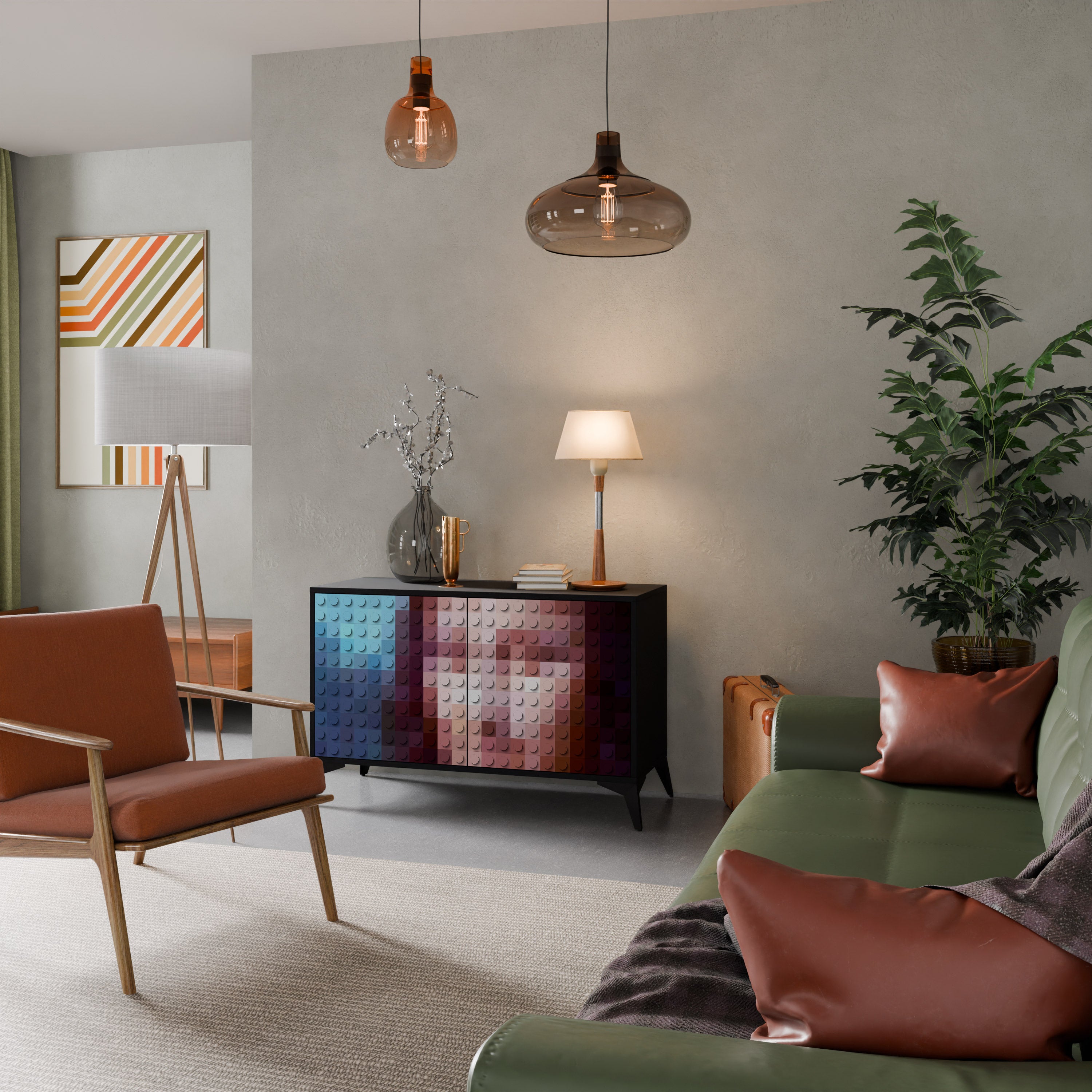 CONSTRUCTIVE ART 2-Door Sideboard in Black Finish