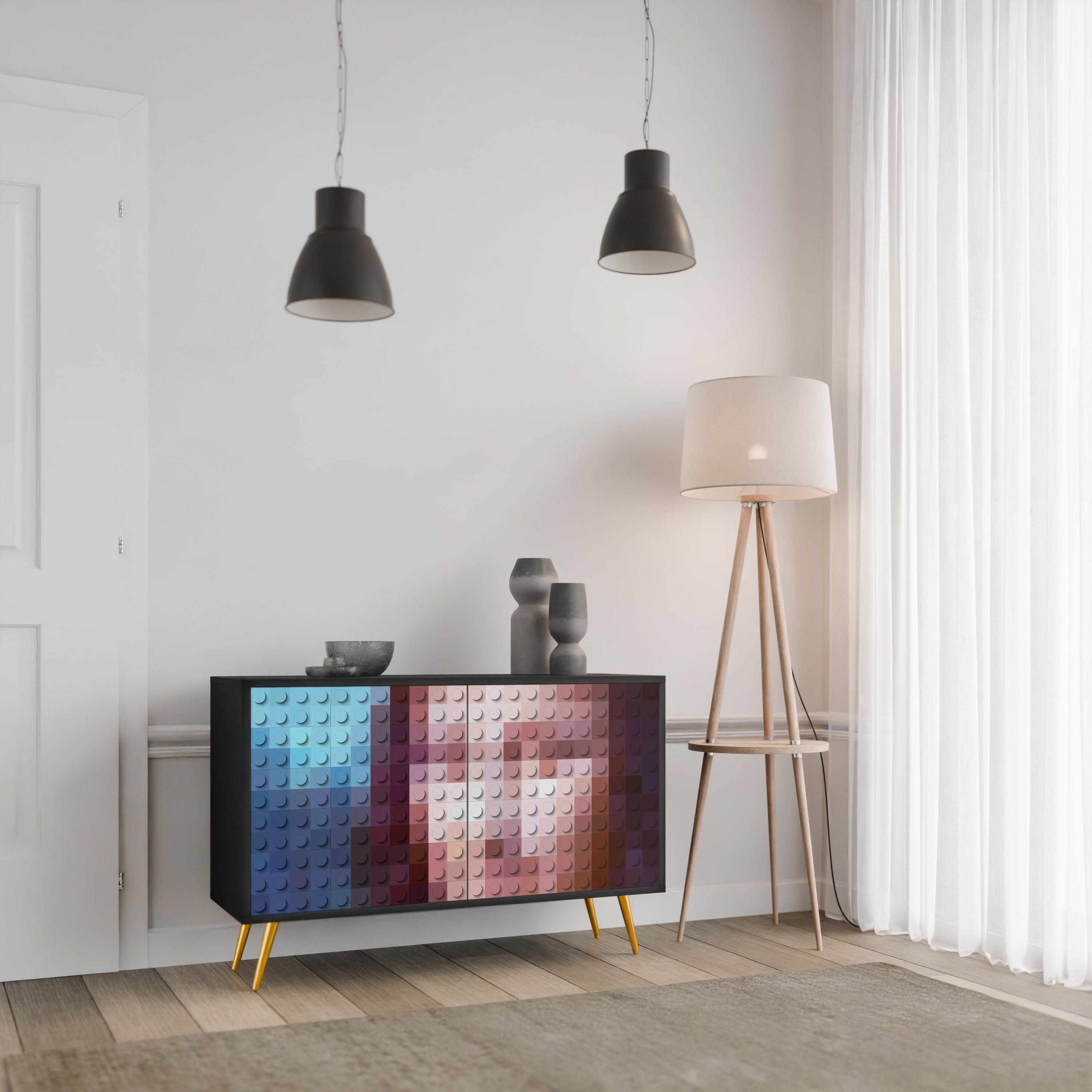 CONSTRUCTIVE ART 2-Door Sideboard in Black Finish