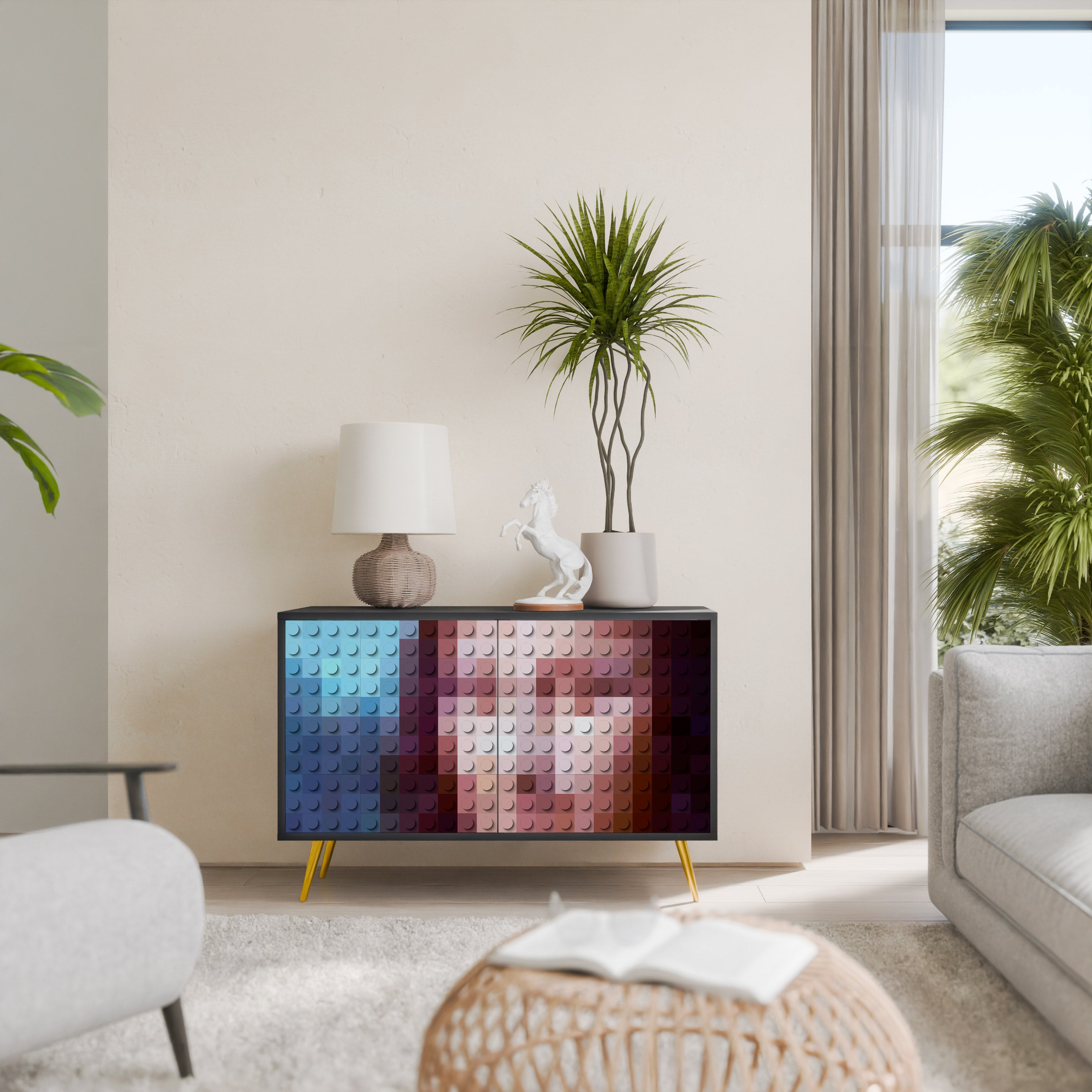 CONSTRUCTIVE ART 2-Door Sideboard in Black Finish