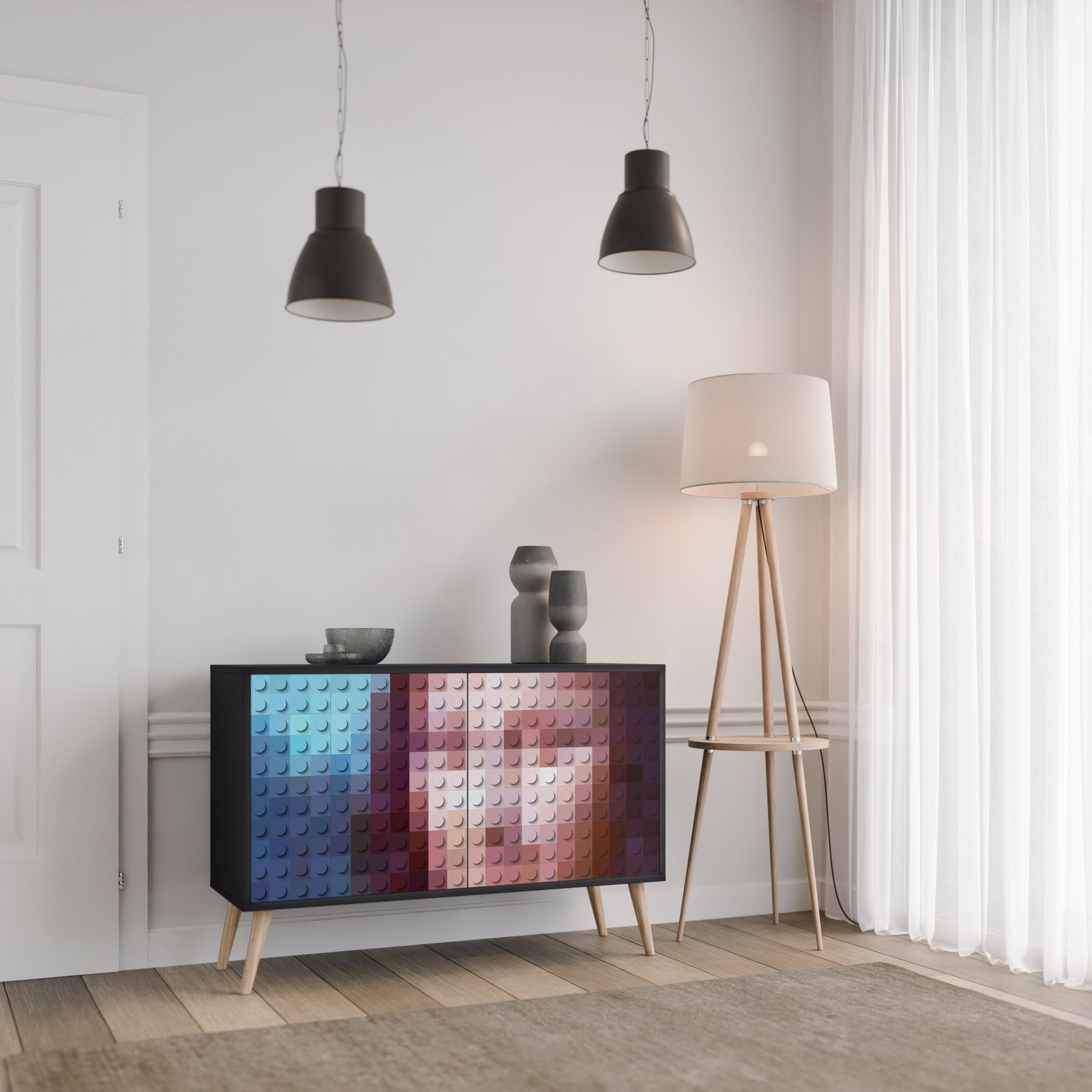 CONSTRUCTIVE ART 2-Door Sideboard in Black Finish