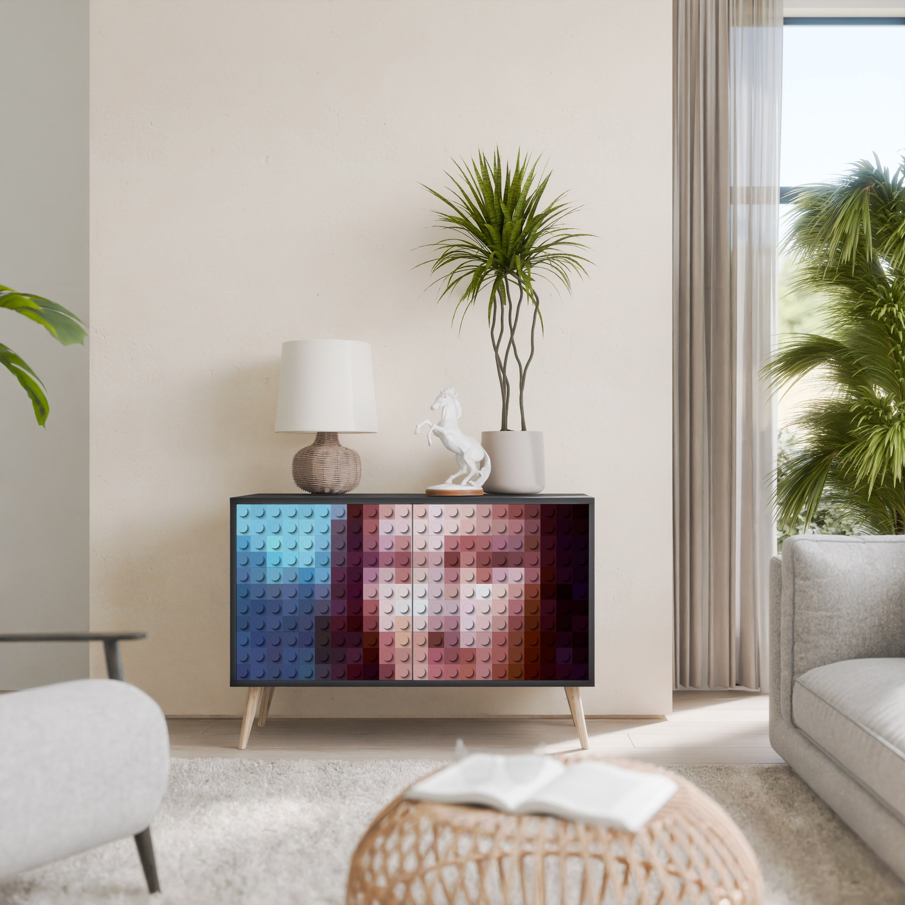 CONSTRUCTIVE ART 2-Door Sideboard in Black Finish