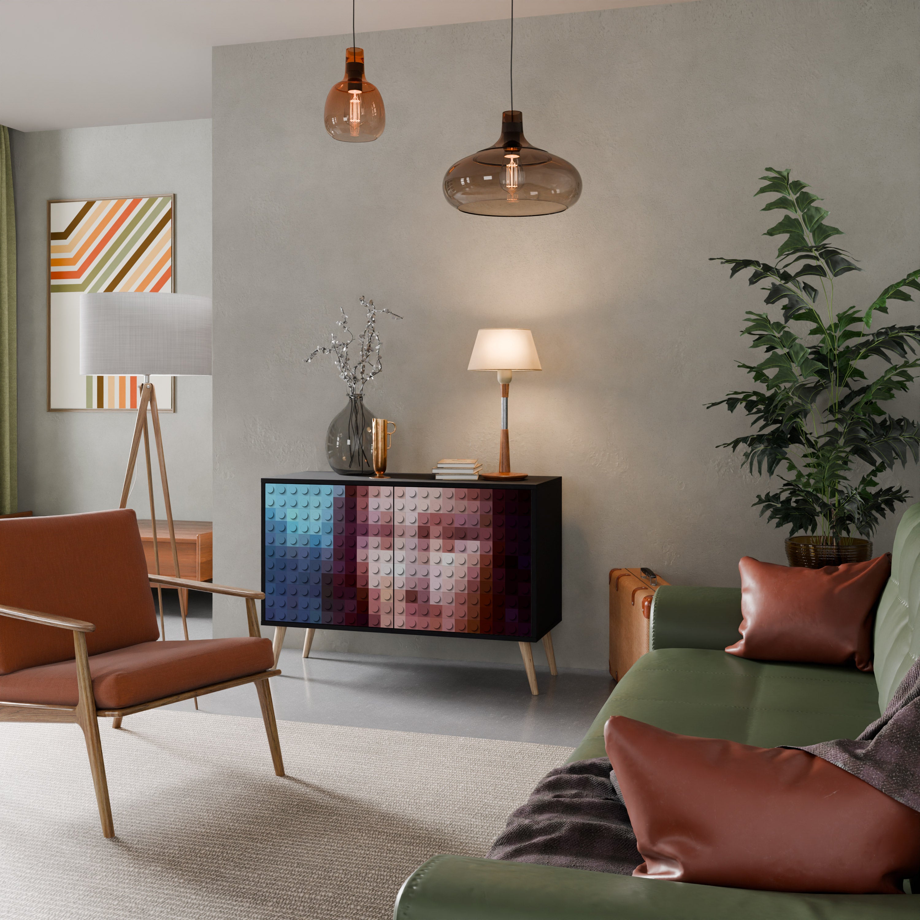 CONSTRUCTIVE ART 2-Door Sideboard in Black Finish