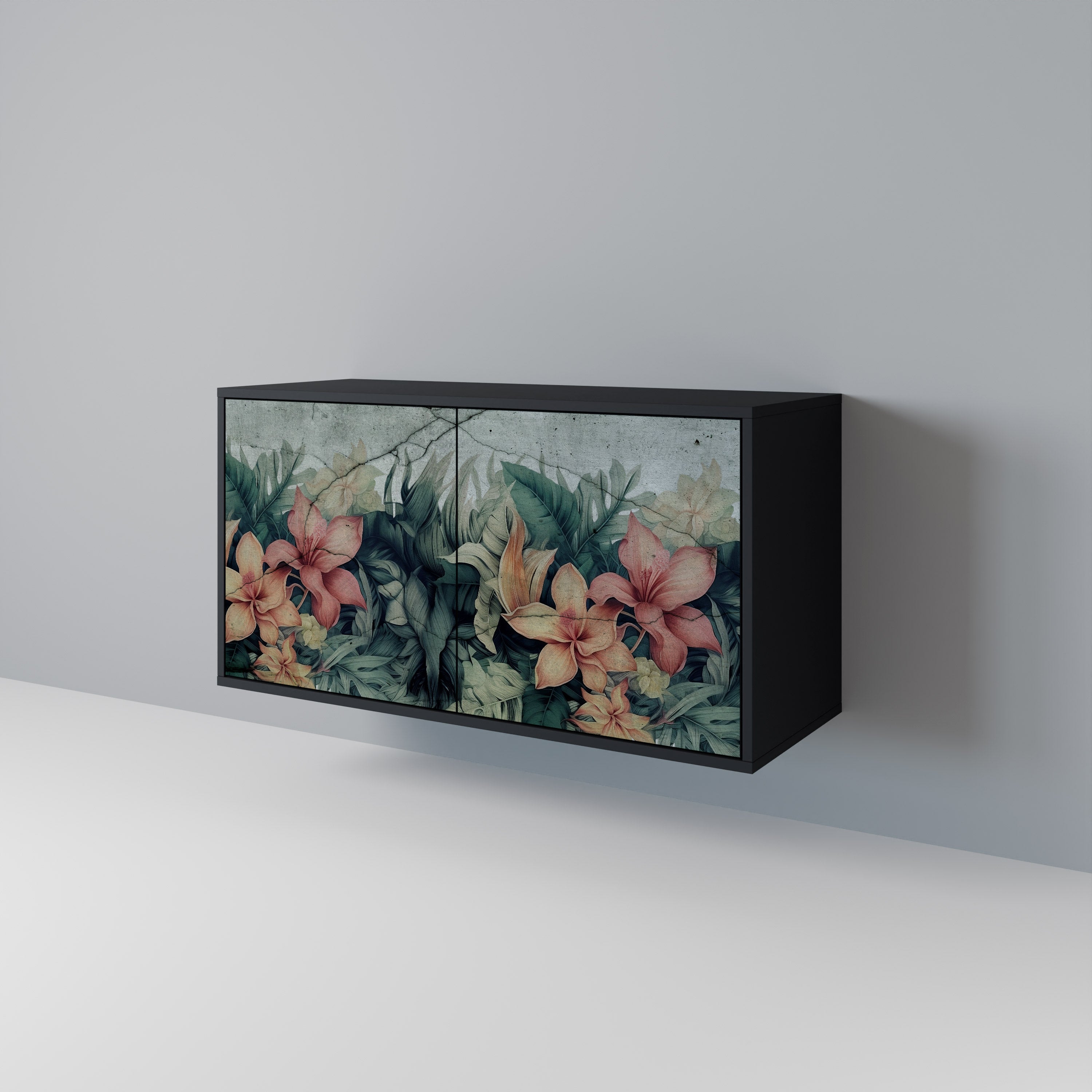 Aparador de 2 puertas HEAVENLY BLOOM en acabado negro